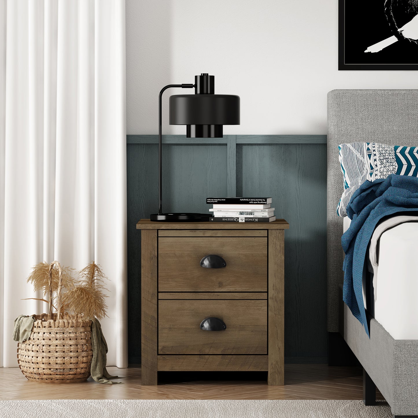 Galano Geodarno 2-Drawer Nightstand with Storage – Knotty Oak
