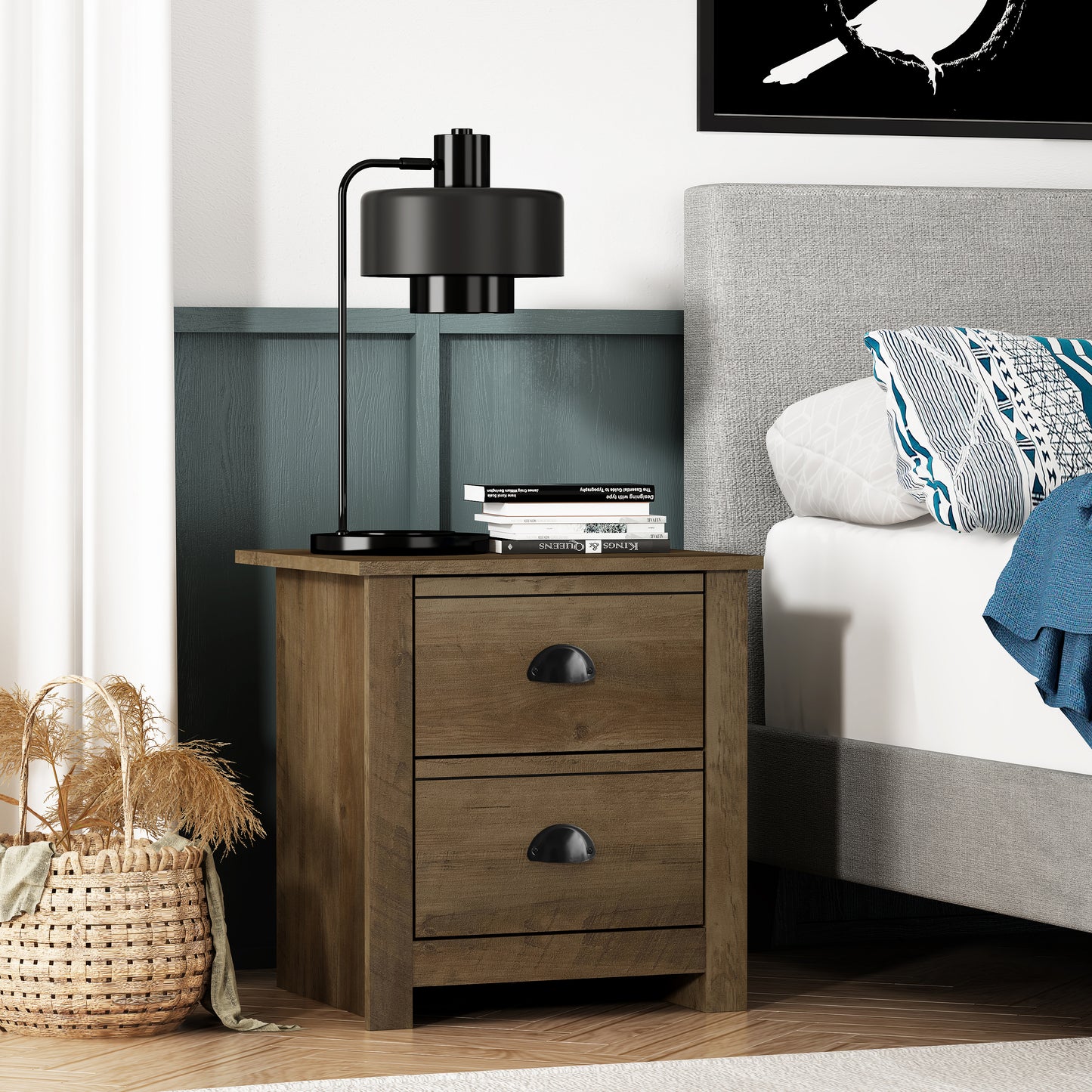 Galano Geodarno 2-Drawer Nightstand with Storage – Knotty Oak