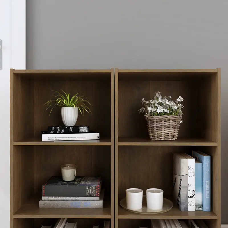 Galano Yunna 3 Tiers Small Toolless Bookcase (2 Pcs) - Knotty Oak