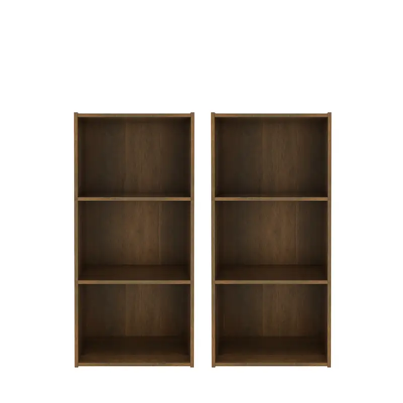 Galano Yunna 3 Tiers Small Toolless Bookcase (2 Pcs) - Knotty Oak