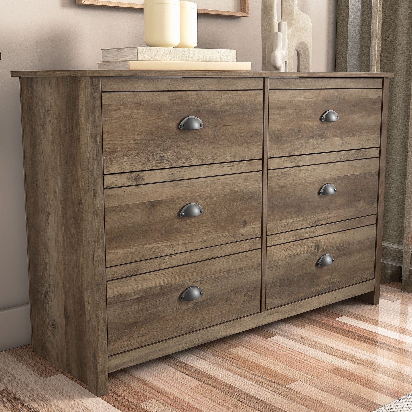 Galano Geodarno 6 Drawer Dresser (Interlock) - Knotty Oak