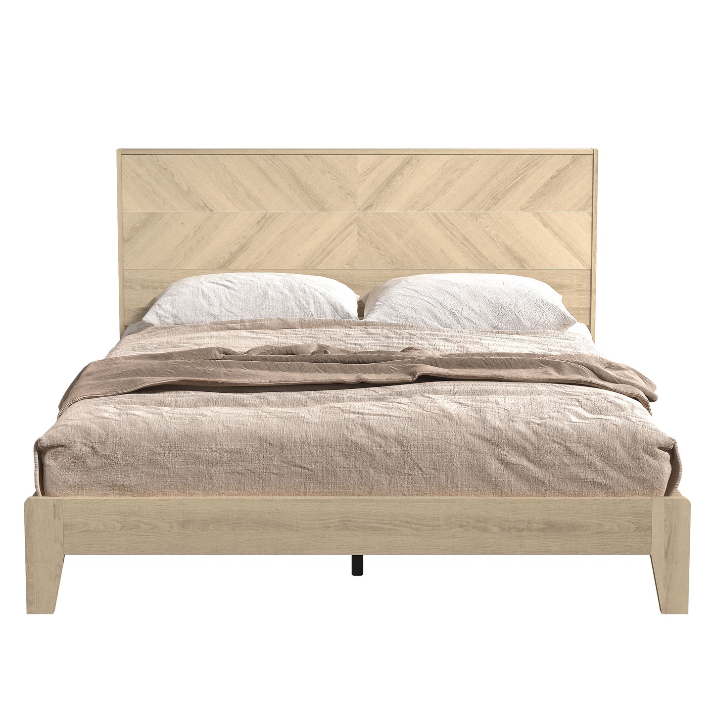 Galano Queen Weiss Clara Bed with Headboard – Oslo Oak