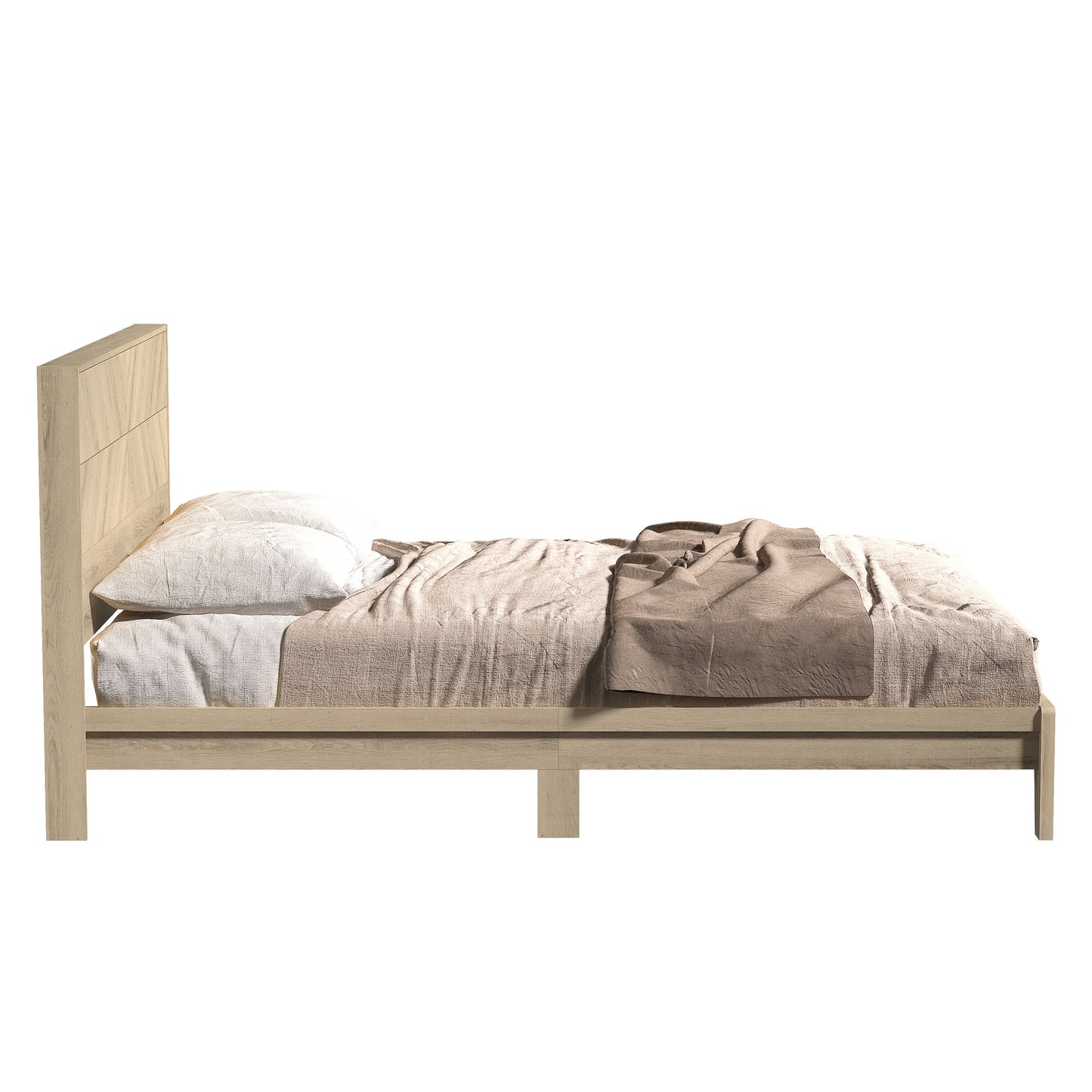 Galano Queen Weiss Clara Bed with Headboard – Oslo Oak
