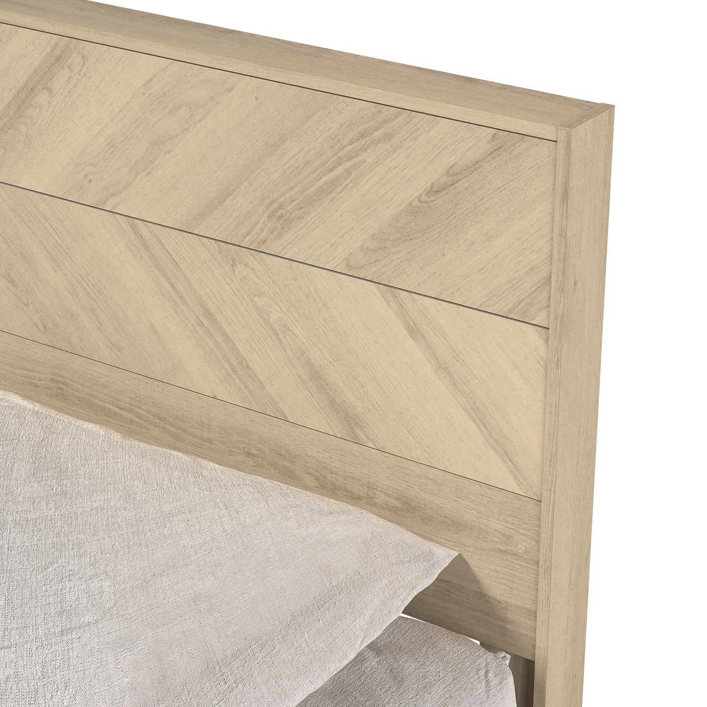 Galano Queen Weiss Clara Bed with Headboard – Oslo Oak