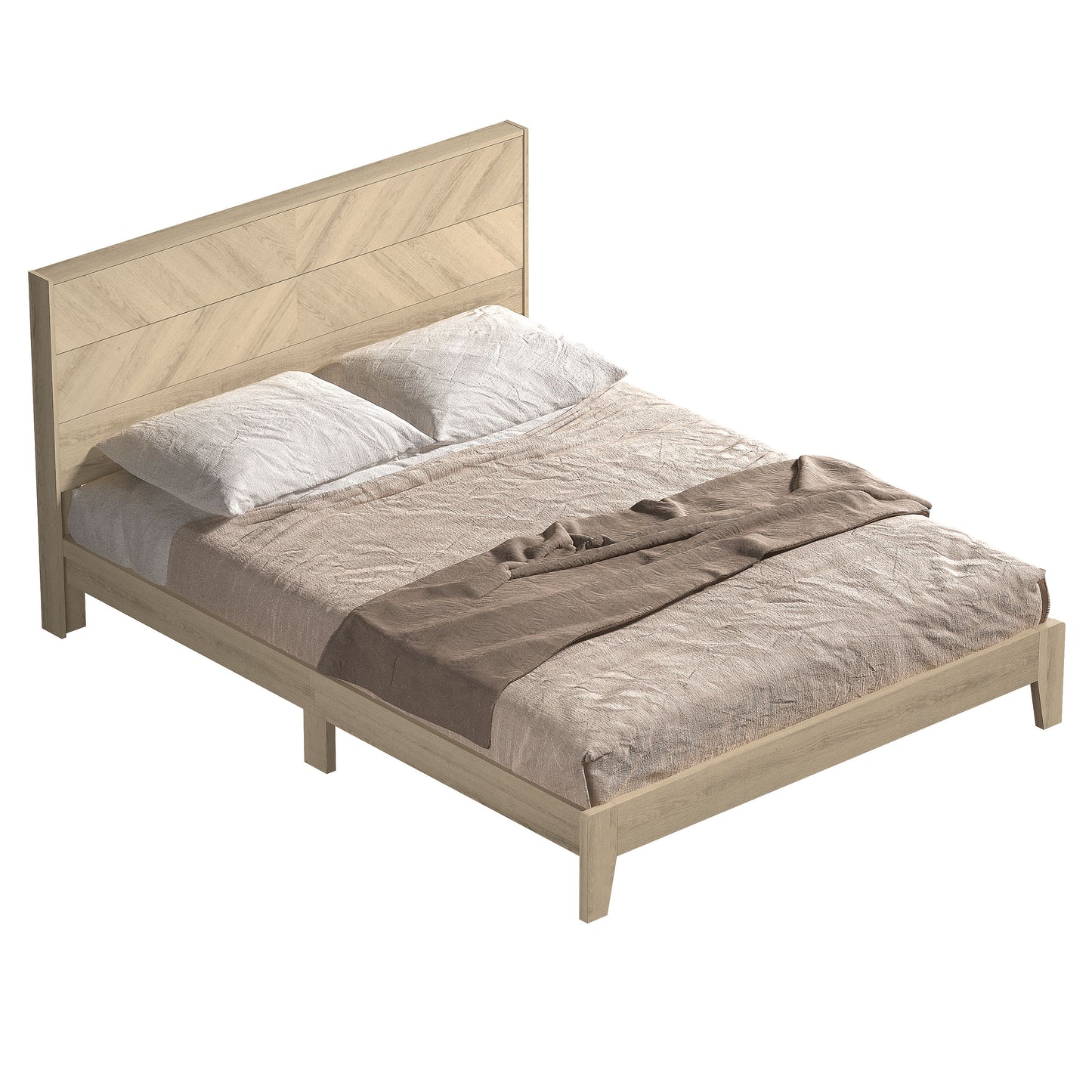 Galano Queen Weiss Clara Bed with Headboard – Oslo Oak