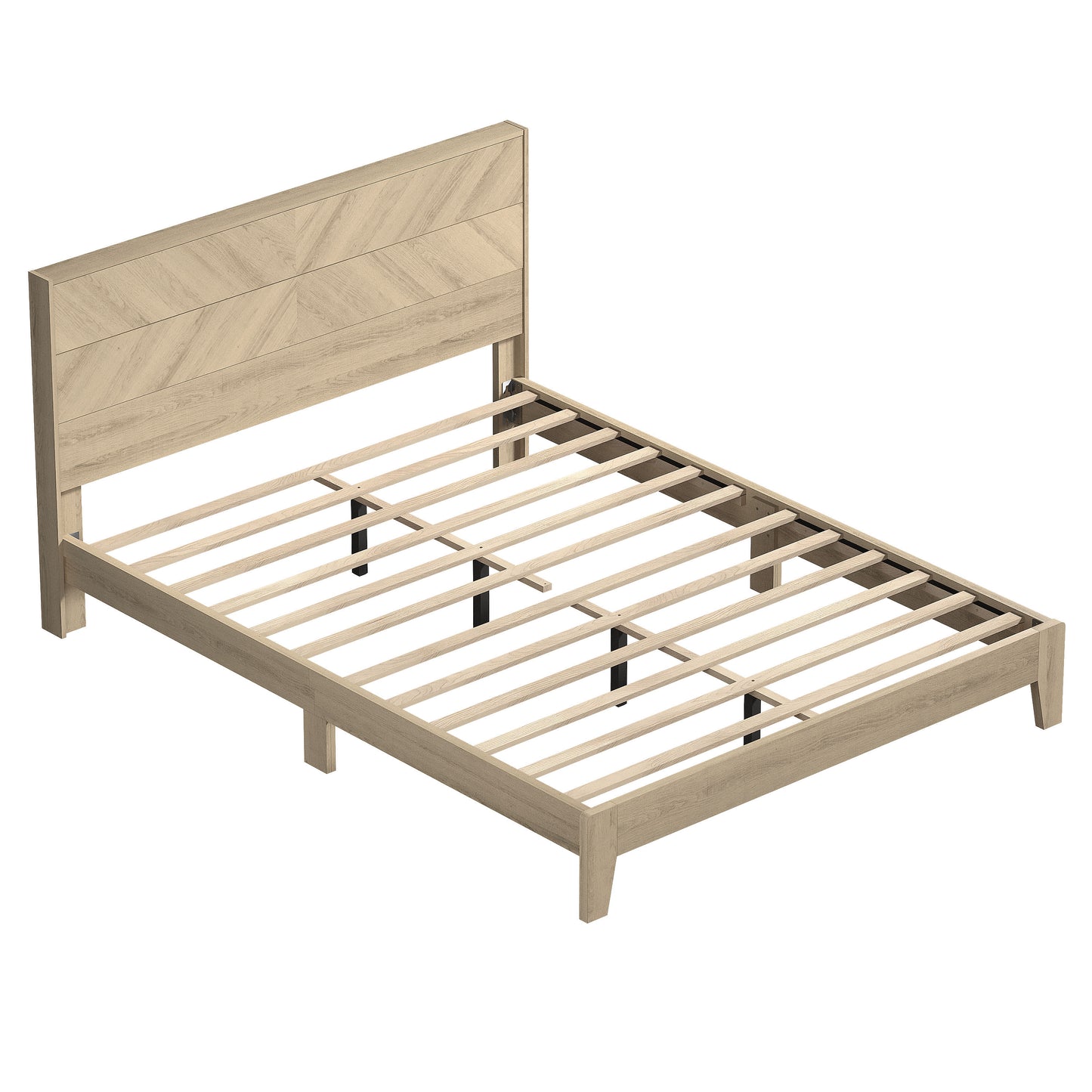 Galano Queen Weiss Clara Bed with Headboard – Oslo Oak