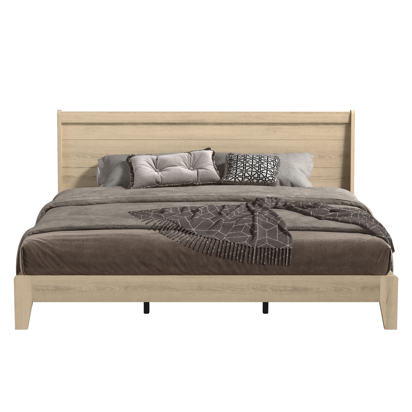 Galano King Abby Serene Bed with Headboard – Oslo Oak