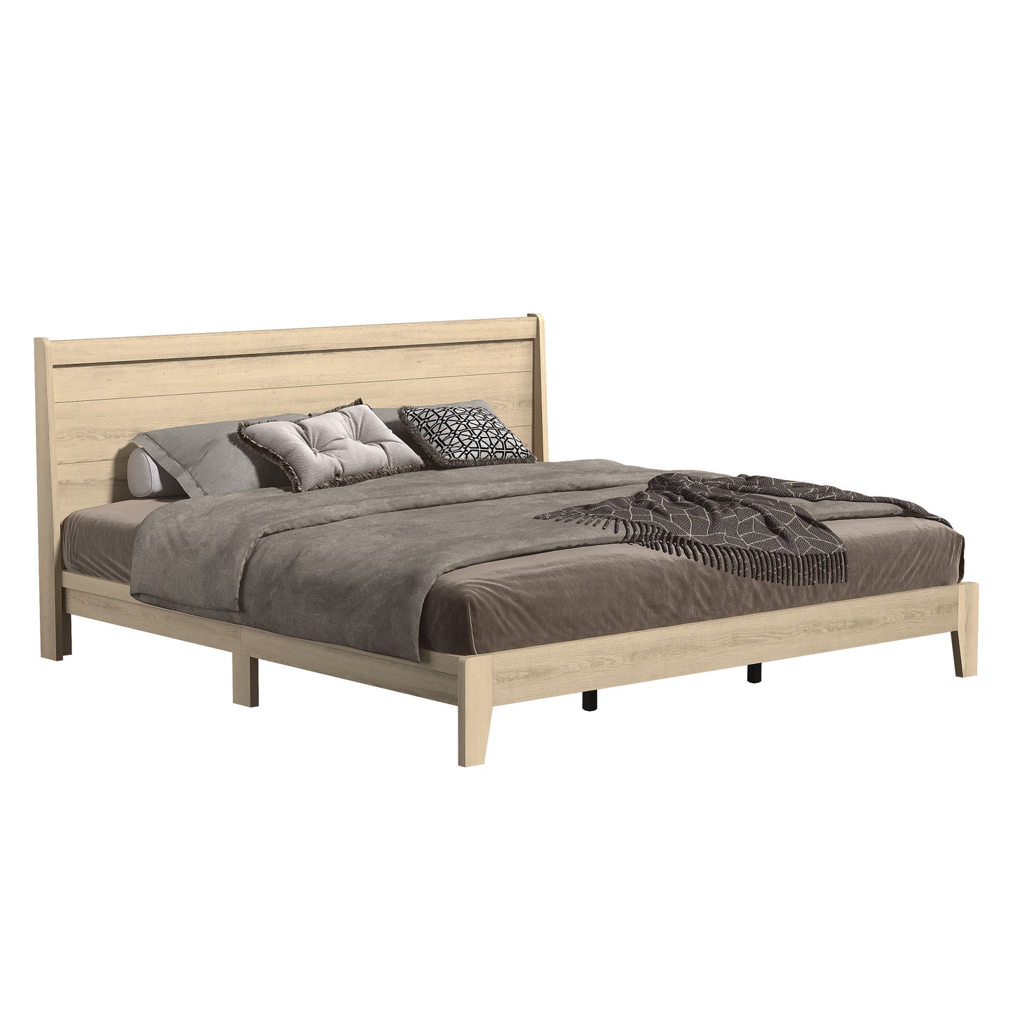 Galano King Abby Serene Bed with Headboard – Oslo Oak
