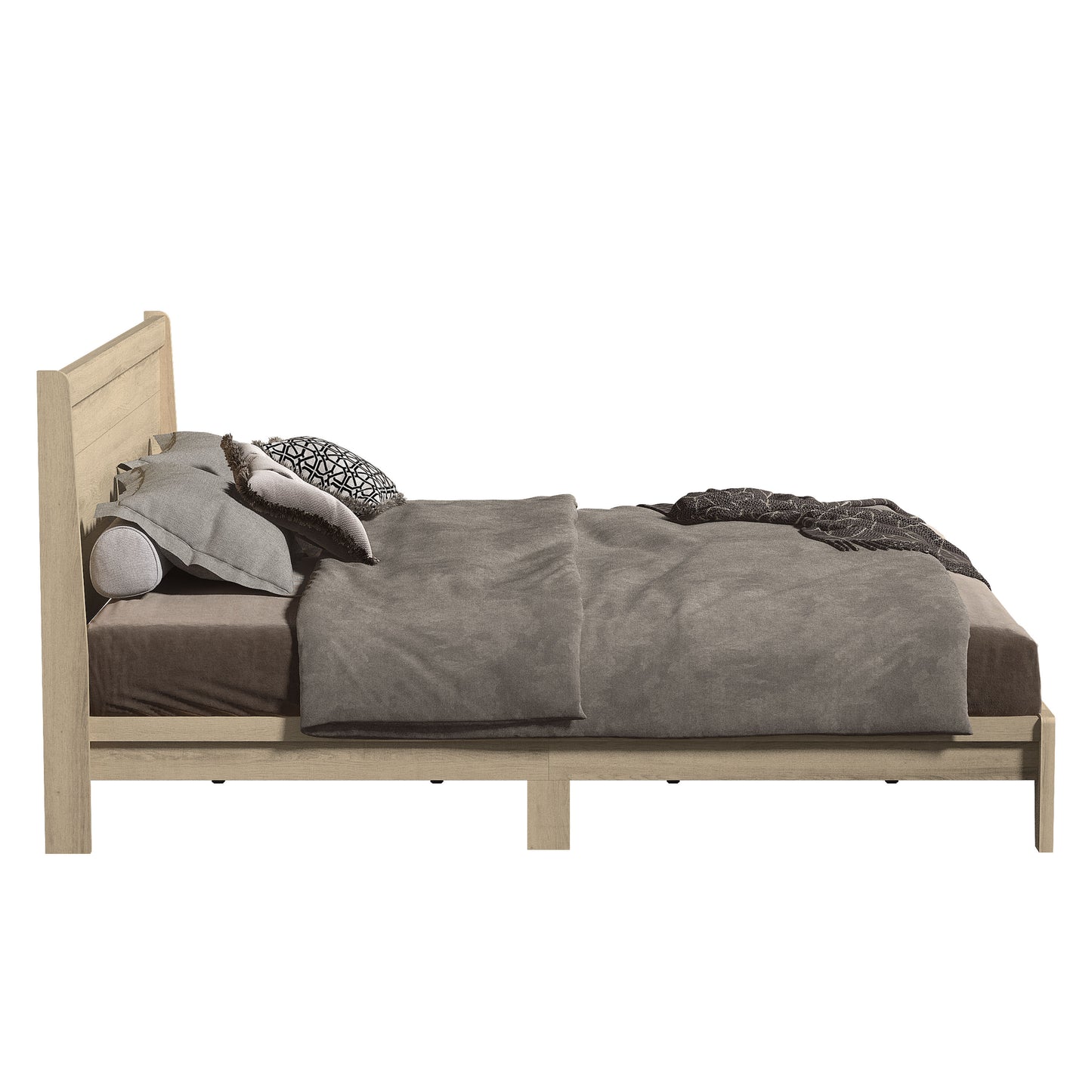 Galano King Abby Serene Bed with Headboard – Oslo Oak