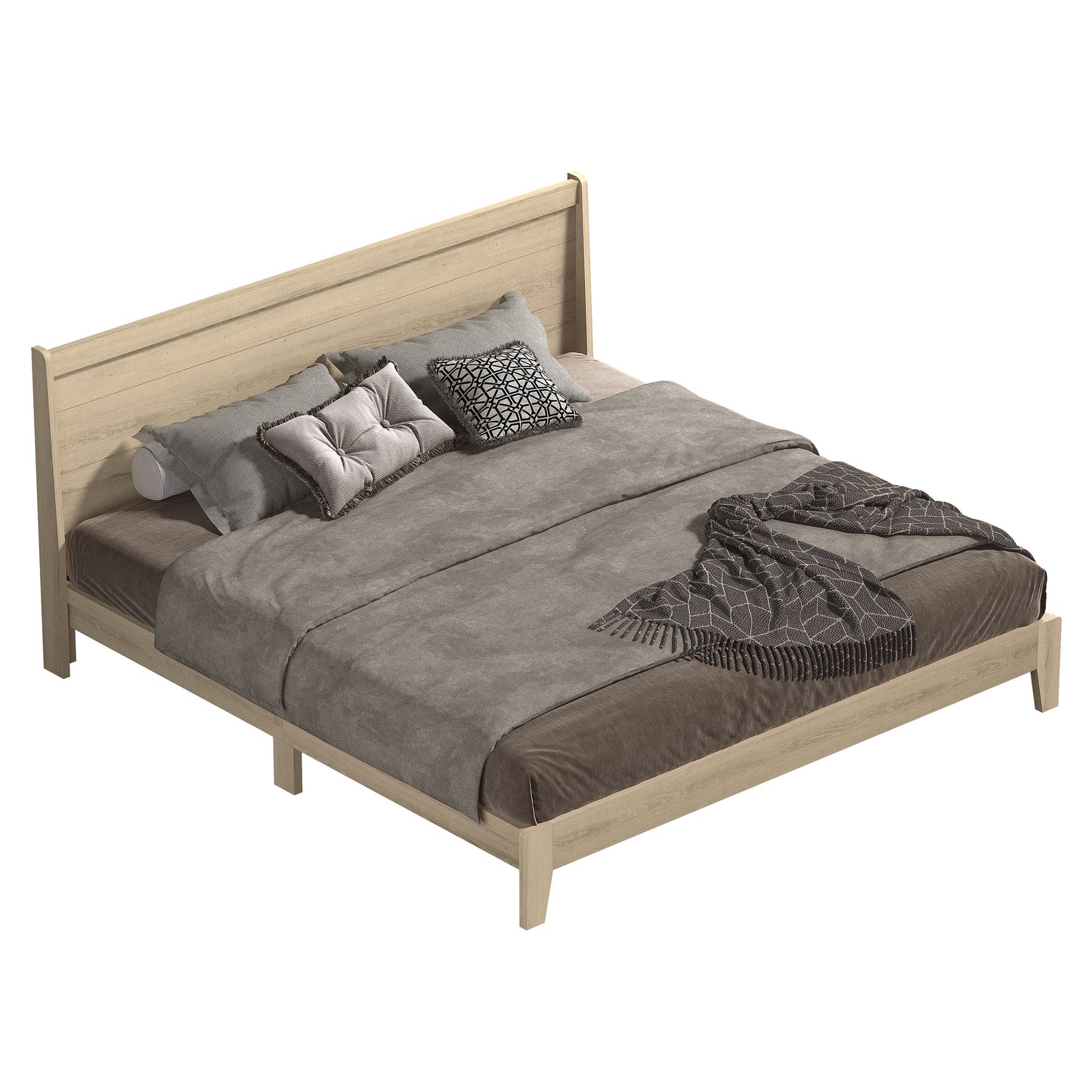 Galano King Abby Serene Bed with Headboard – Oslo Oak