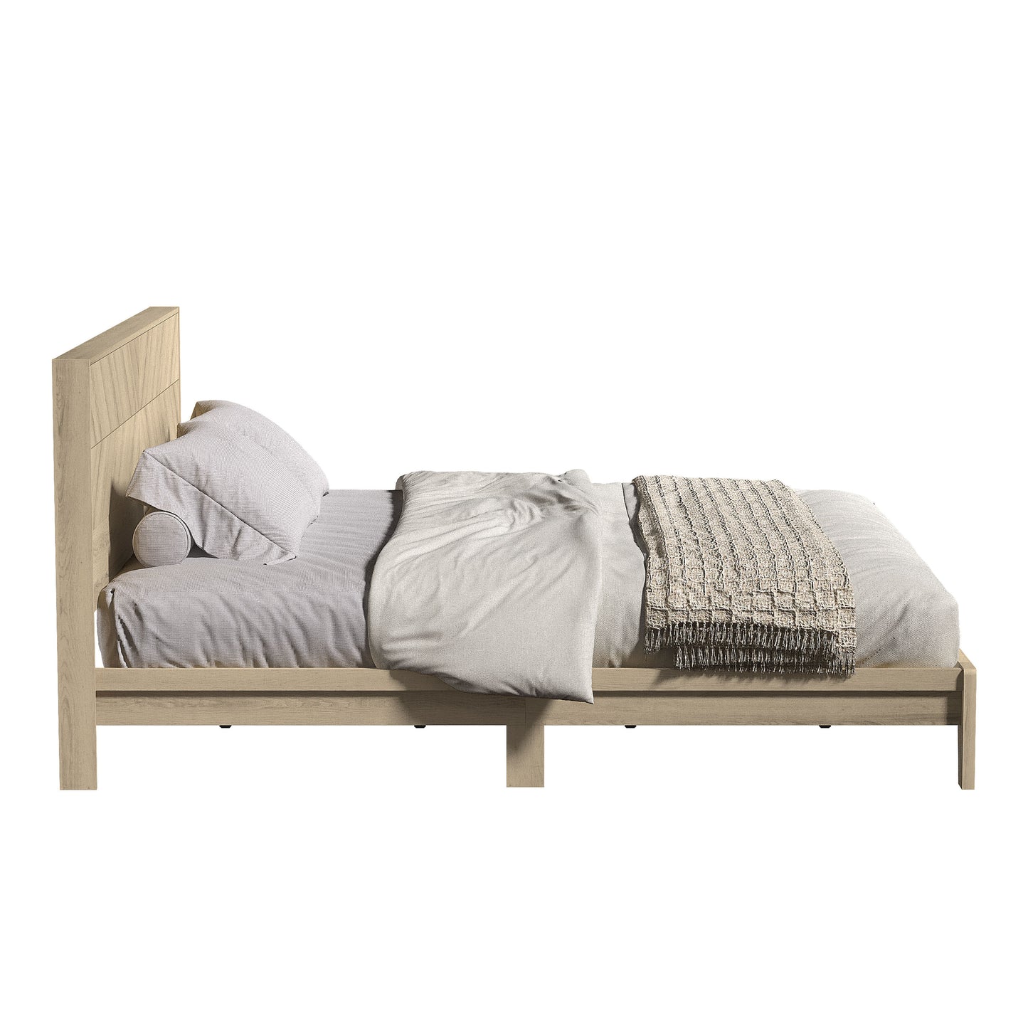 Galano King Weiss Clara Bed with Headboard – Oslo Oak