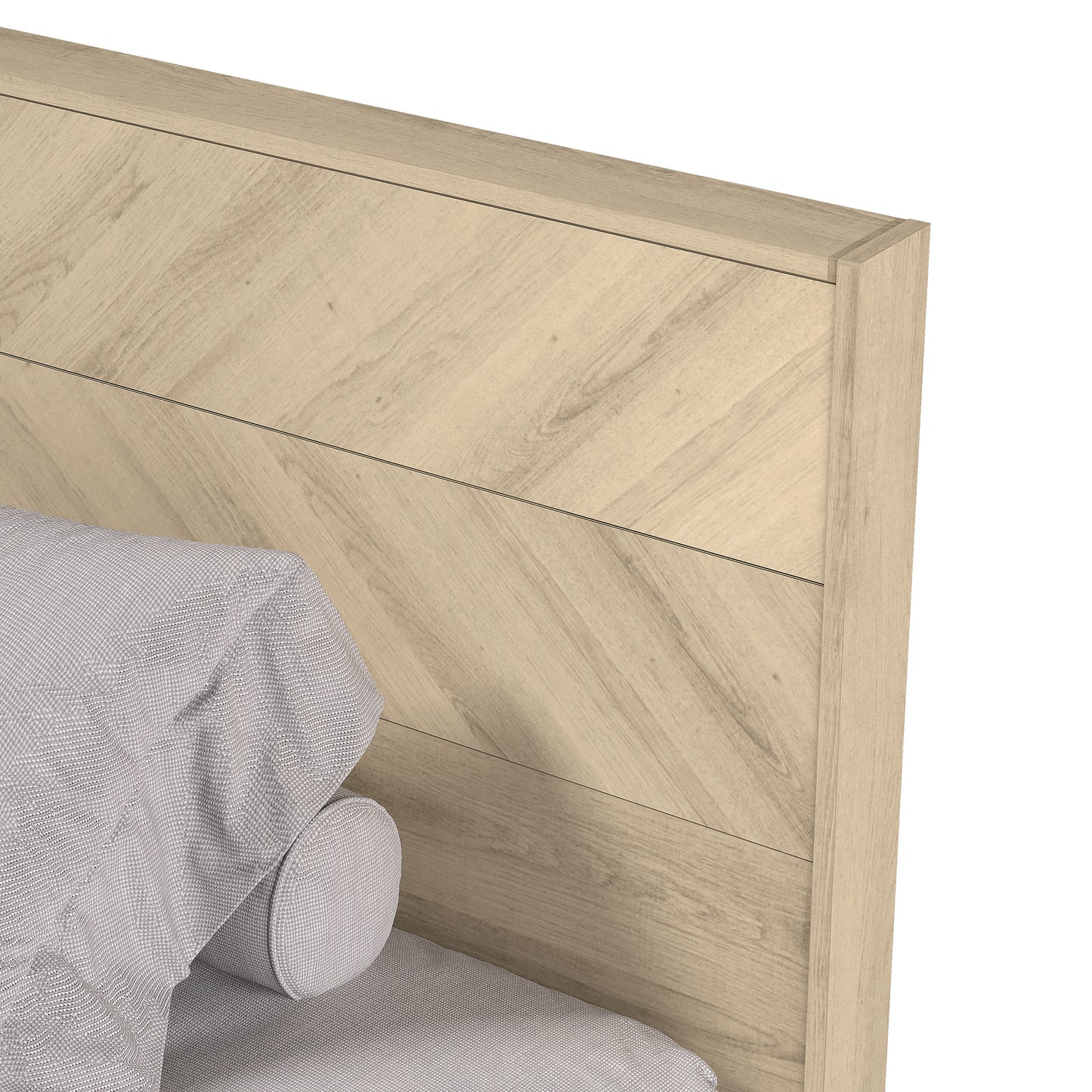 Galano King Weiss Clara Bed with Headboard – Oslo Oak