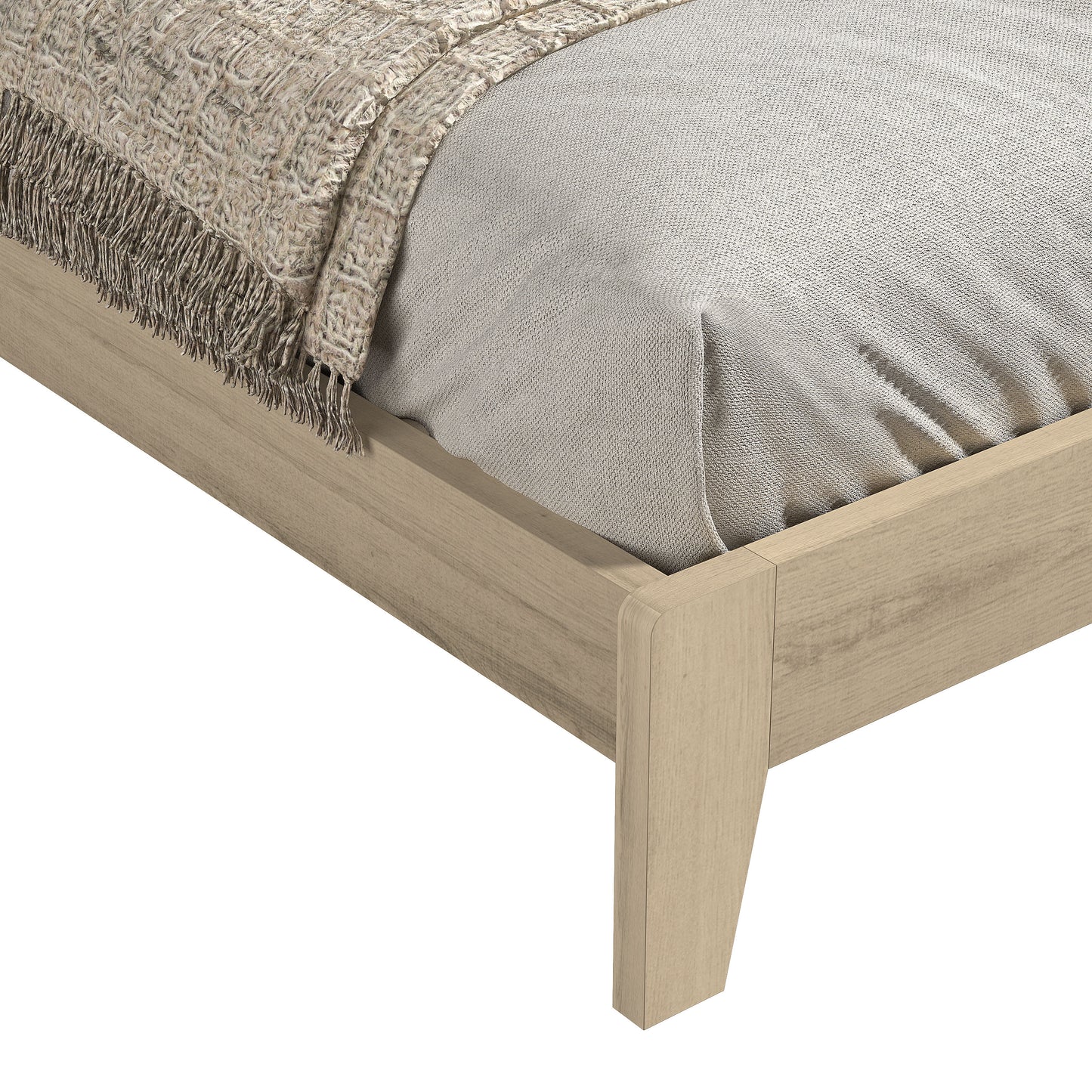 Galano King Weiss Clara Bed with Headboard – Oslo Oak