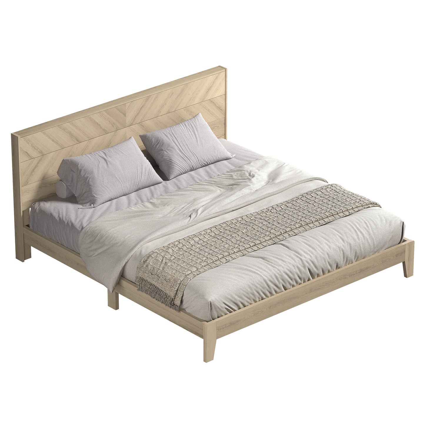 Galano King Weiss Clara Bed with Headboard – Oslo Oak