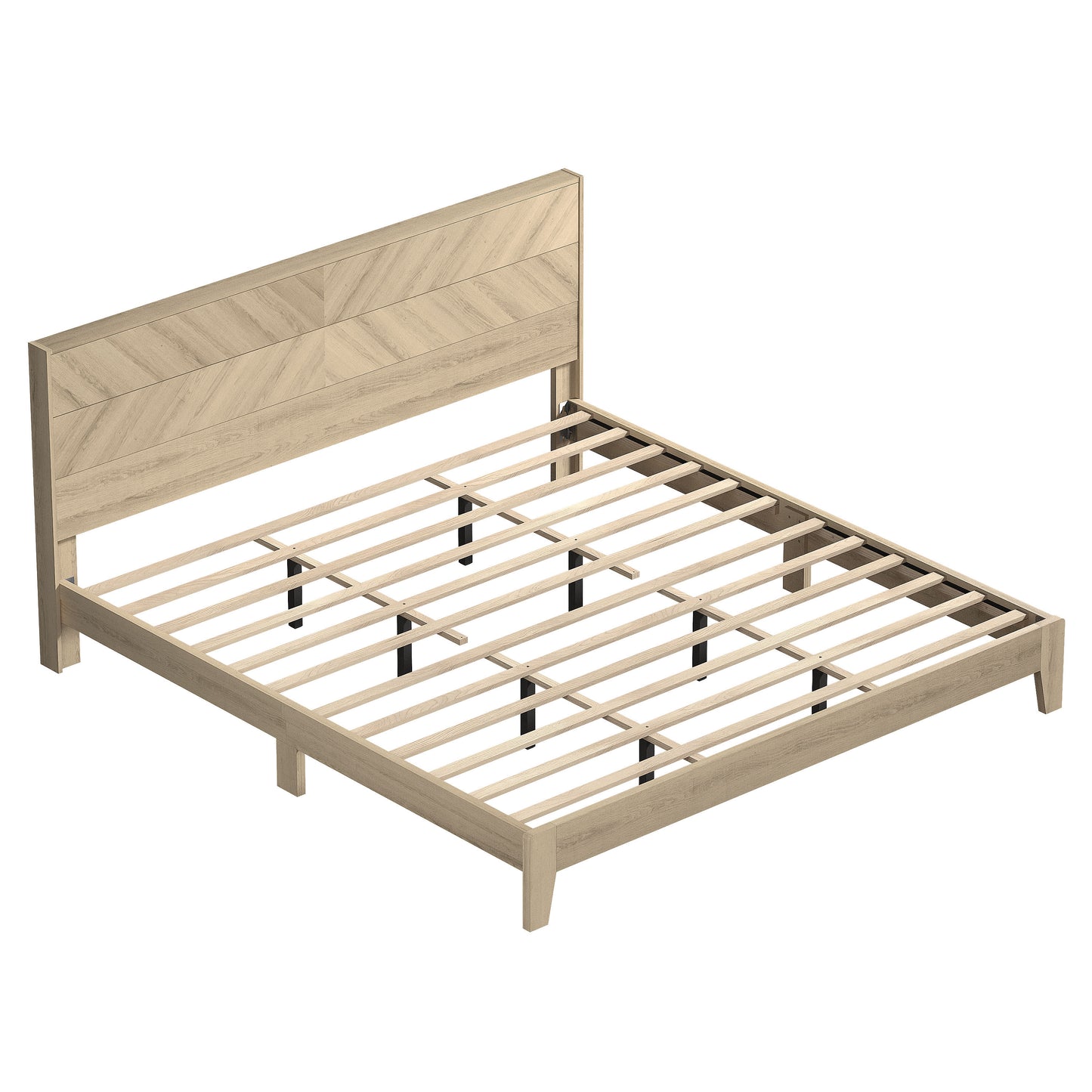 Galano King Weiss Clara Bed with Headboard – Oslo Oak