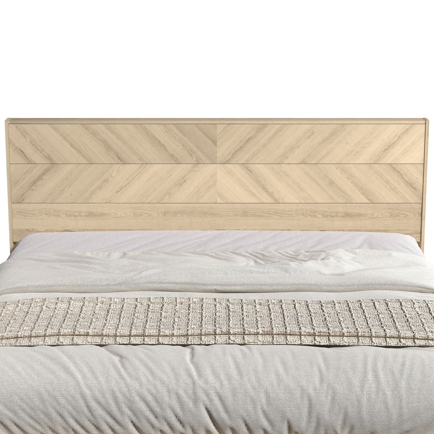 Galano King Weiss Clara Bed with Headboard – Oslo Oak