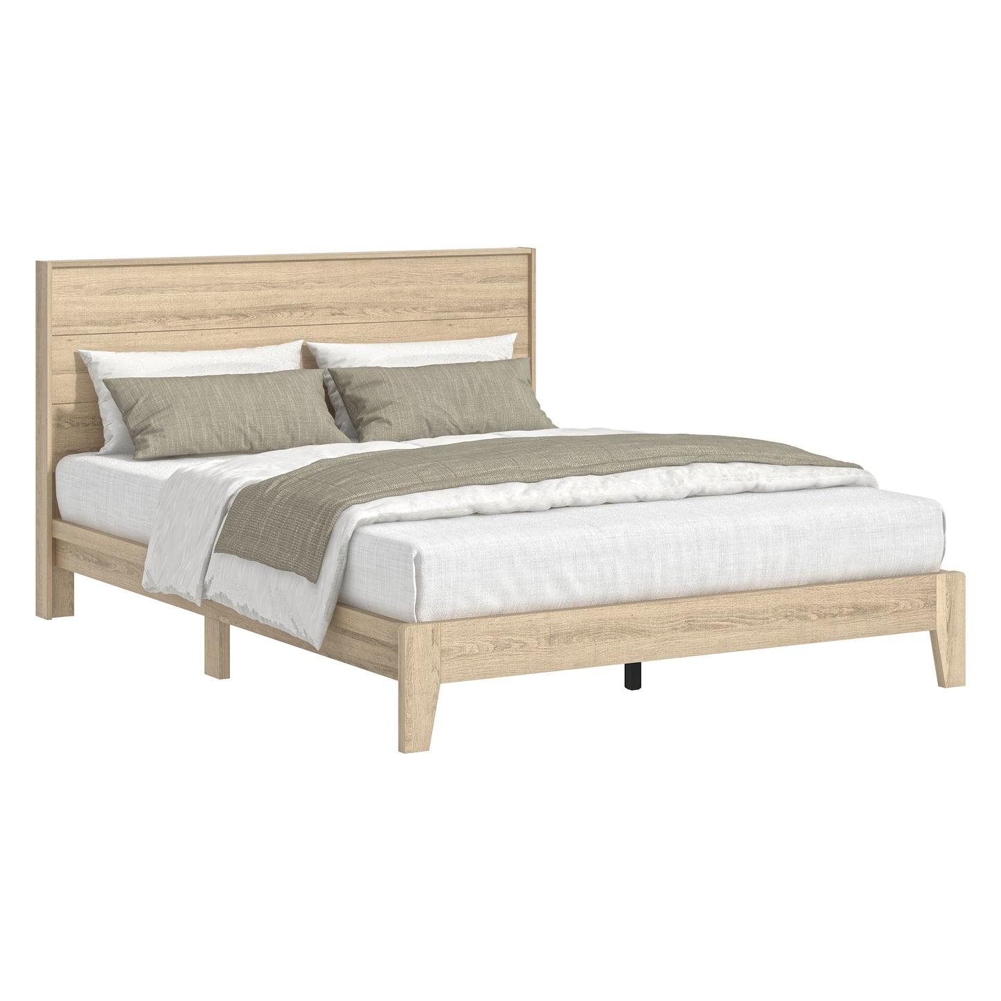 Galano Queen Payne Luxe Bed with Headboard – Oslo Oak