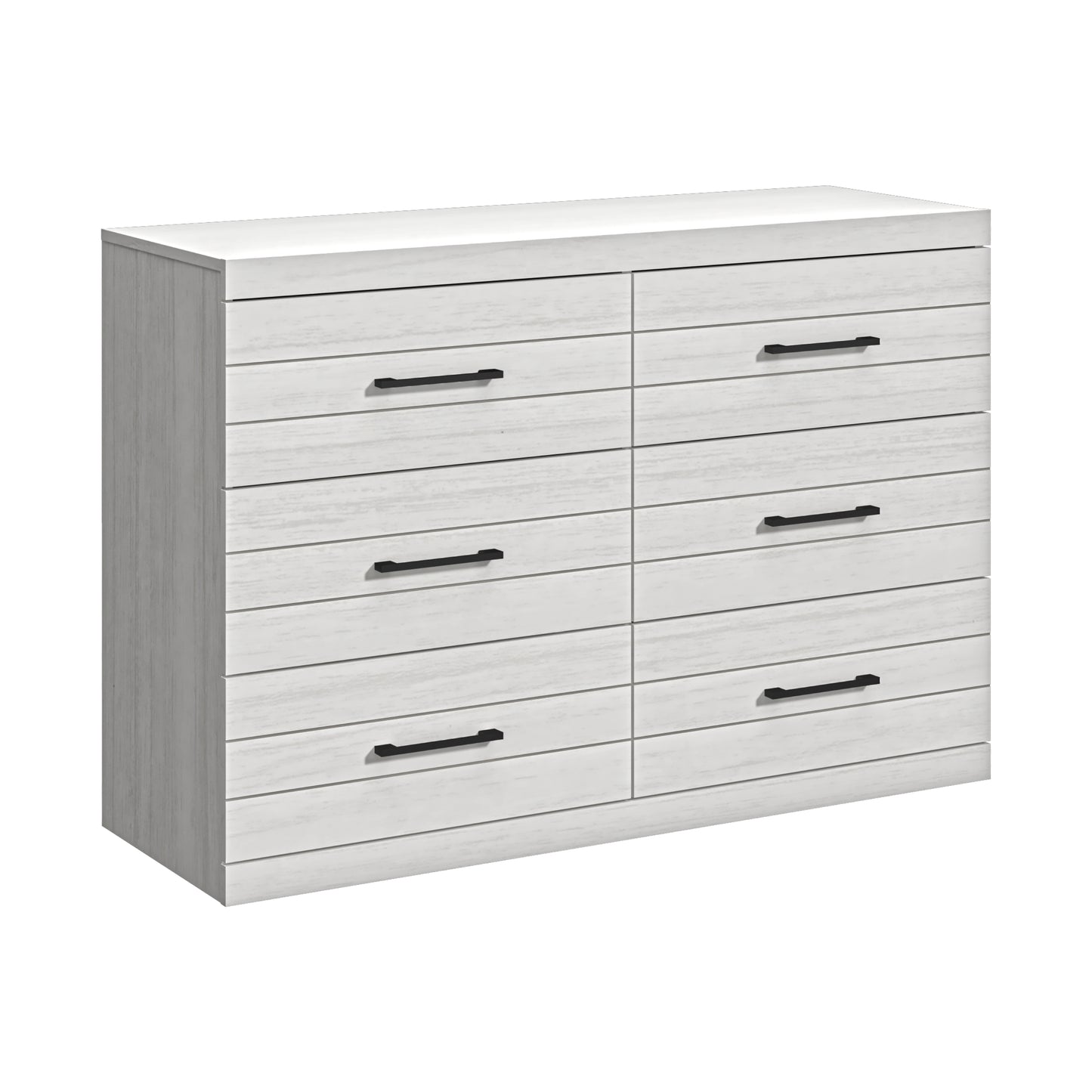 Galano Hamsper 6 Drawer Dresser (Interlock) - Pearl White Oak