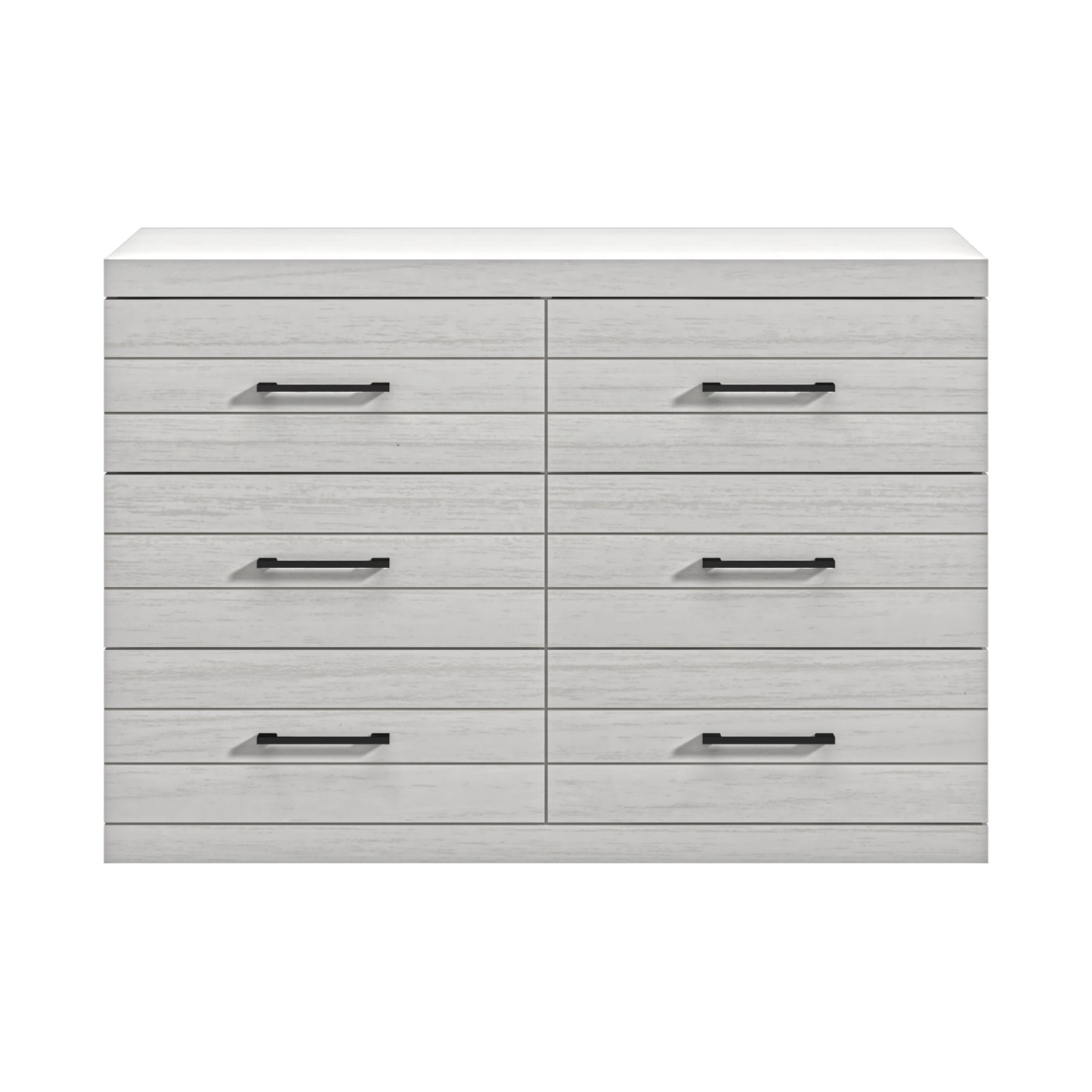 Galano Hamsper 6 Drawer Dresser (Interlock) - Pearl White Oak