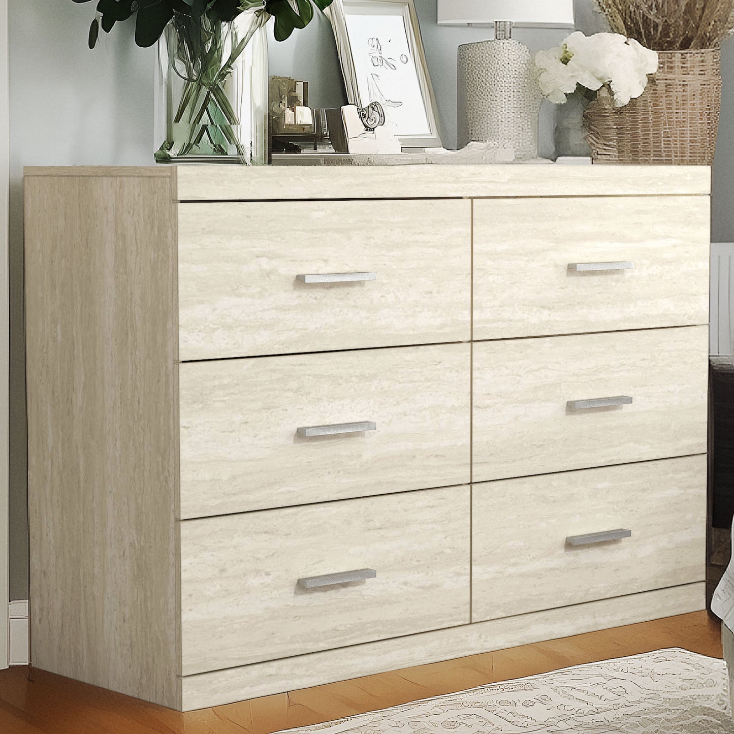 Galano Carmelo 6 Drawer Dresser (Interlock) - Travertine