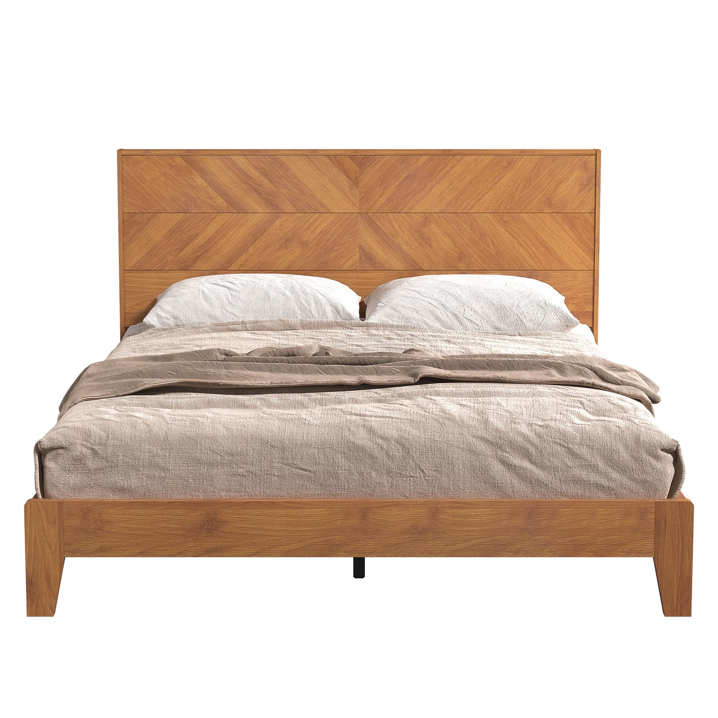 Galano Queen Weiss Clara Bed with Headboard – Amber Walnut