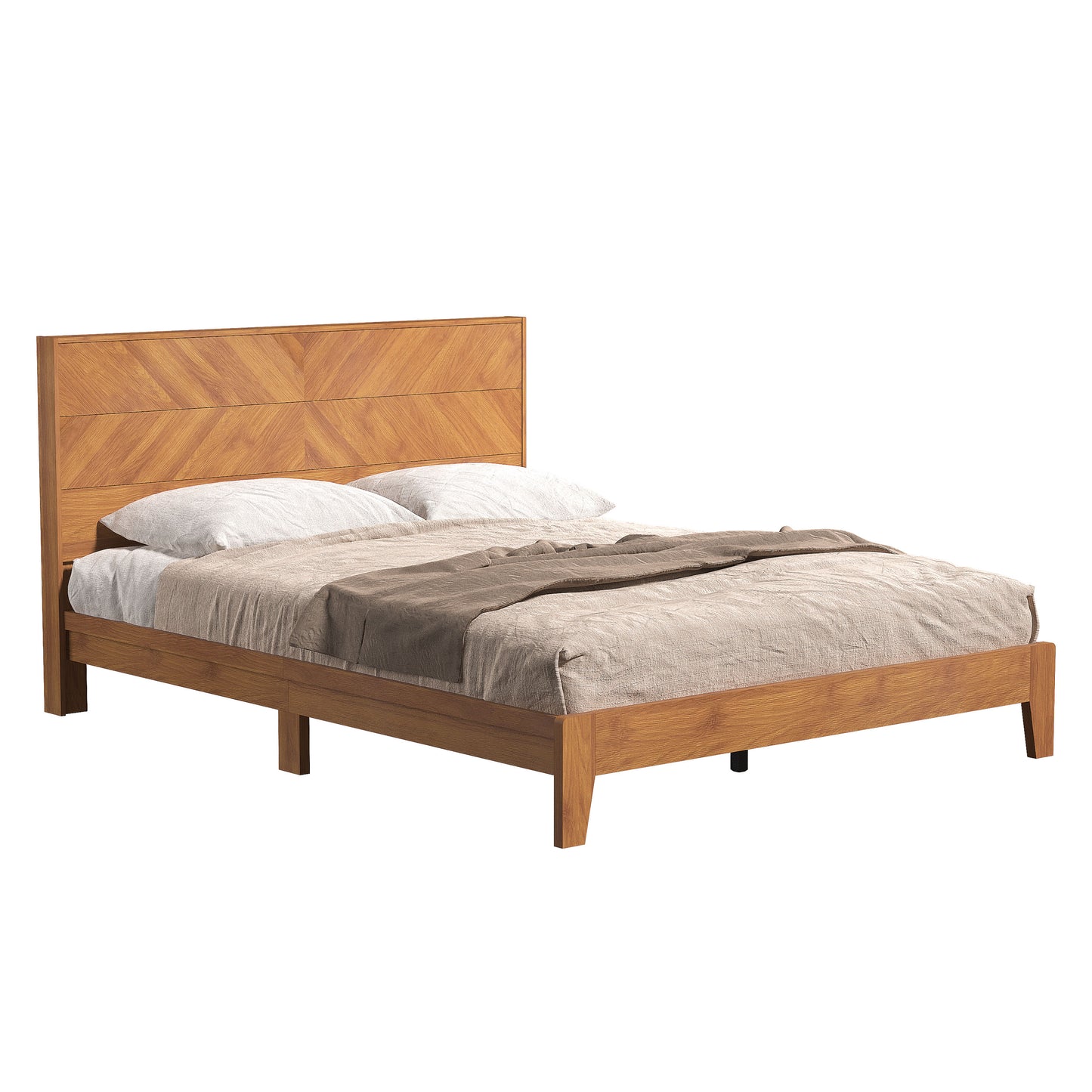 Galano Queen Weiss Clara Bed with Headboard – Amber Walnut