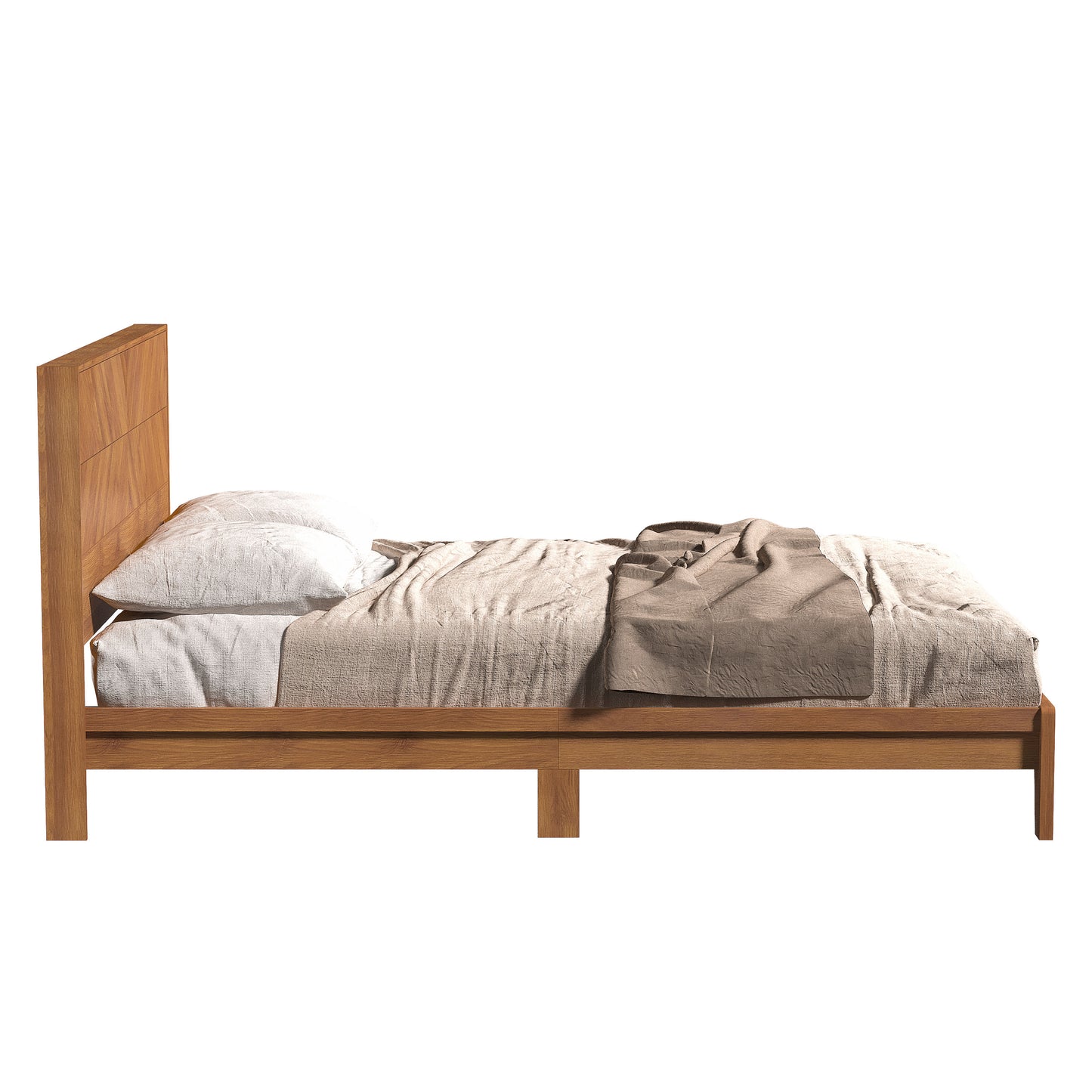 Galano Queen Weiss Clara Bed with Headboard – Amber Walnut
