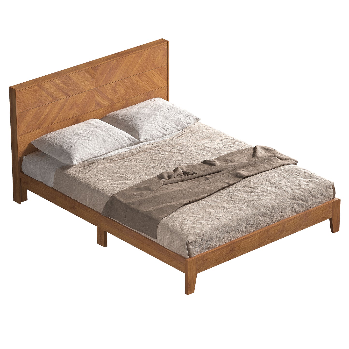 Galano Queen Weiss Clara Bed with Headboard – Amber Walnut