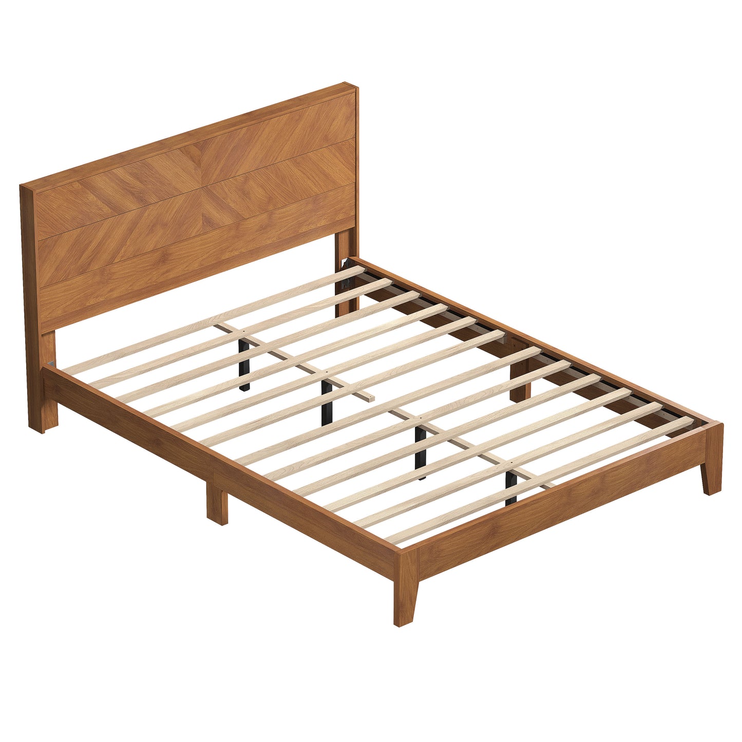 Galano Queen Weiss Clara Bed with Headboard – Amber Walnut