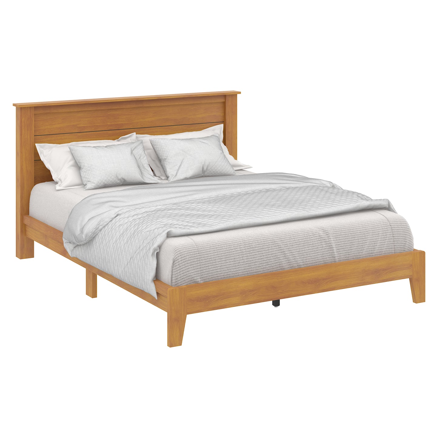 Galano Queen Tiena Lencia Bed with Headboard – Amber Walnut