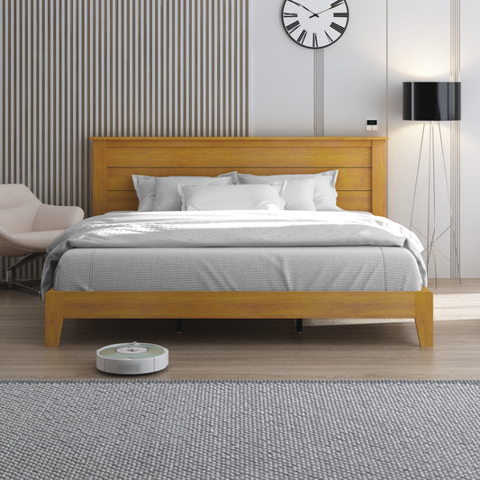 Galano King Tiena Lencia Bed with Headboard – Amber Walnut