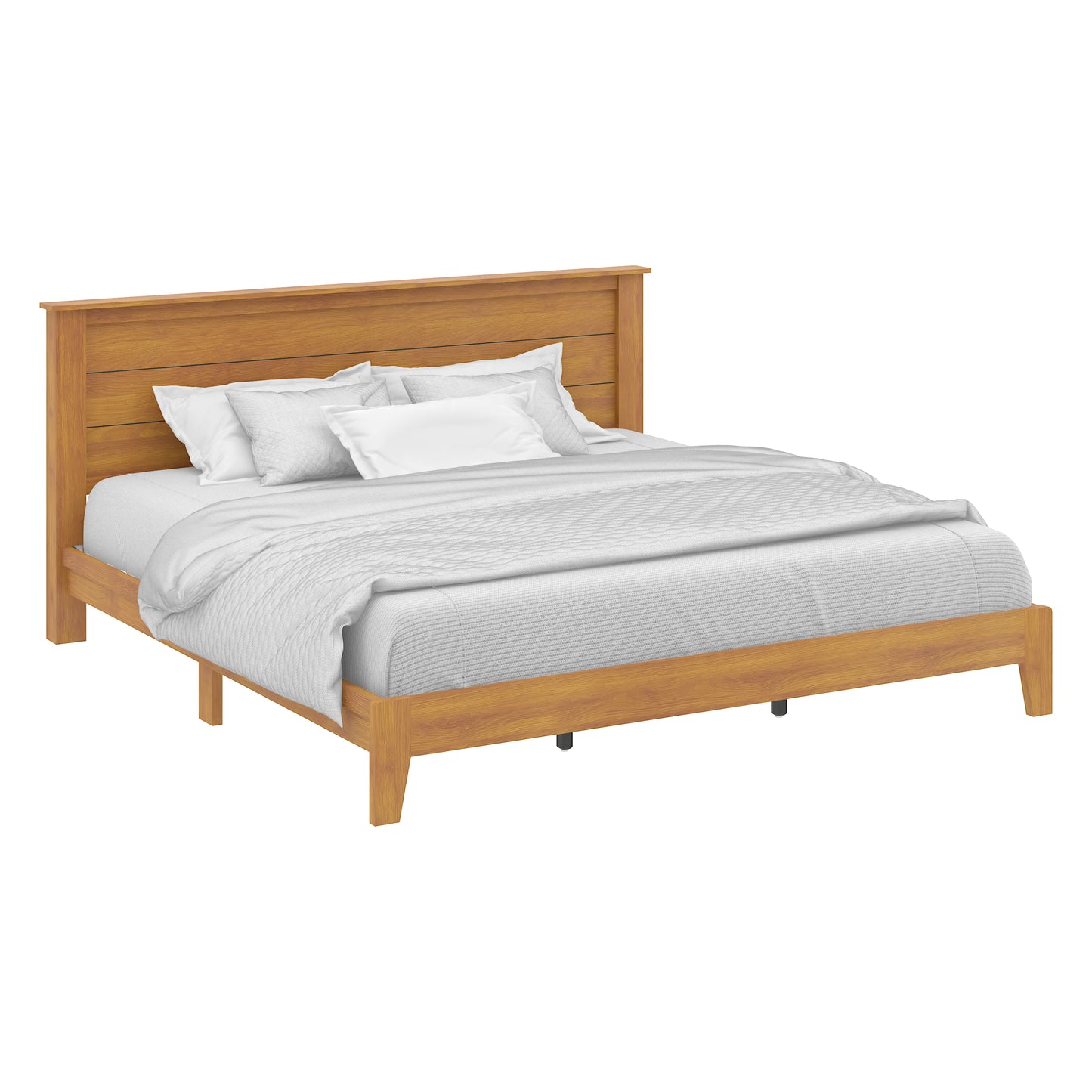 Galano King Tiena Lencia Bed with Headboard – Amber Walnut