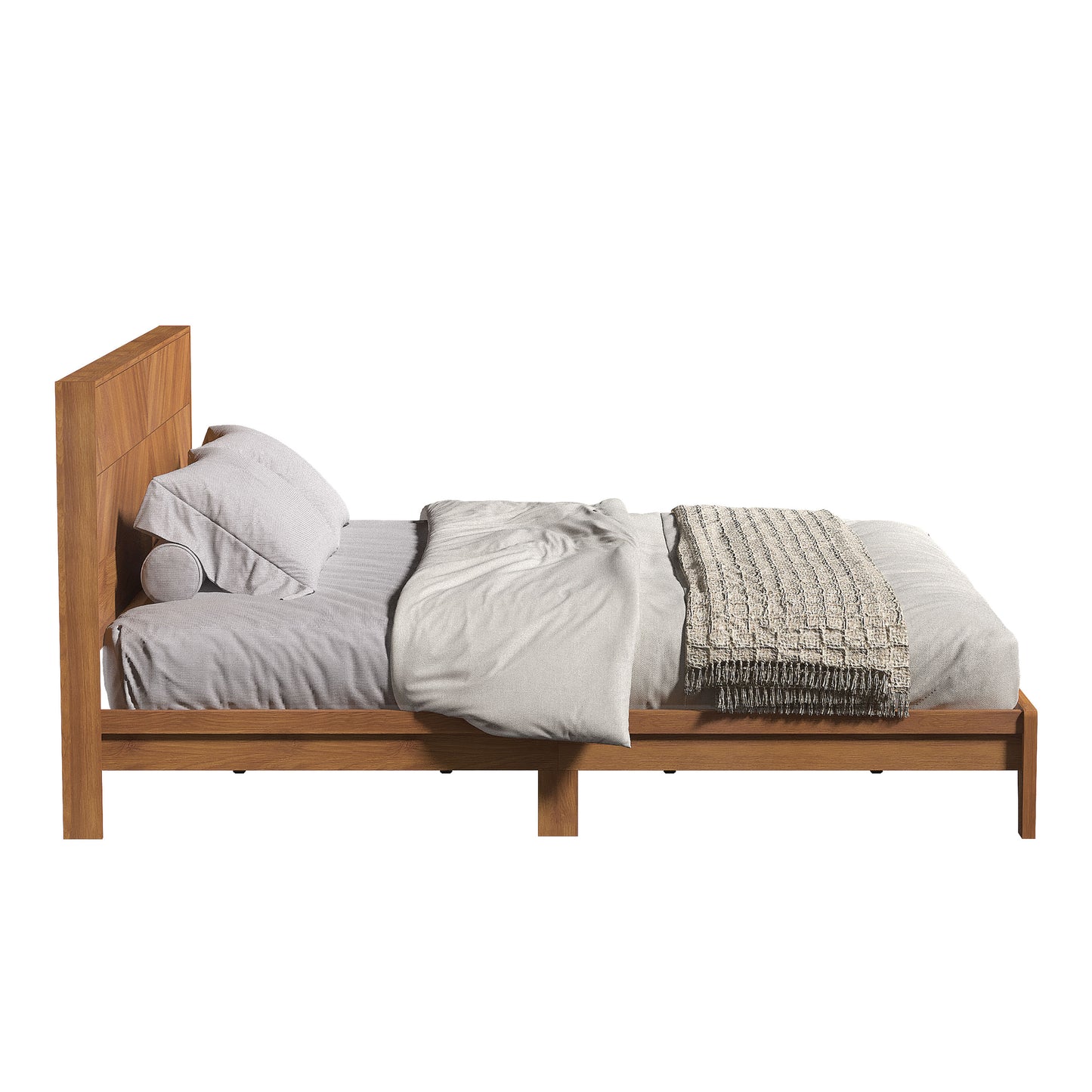 Galano King Weiss Clara Bed with Headboard – Amber Walnut