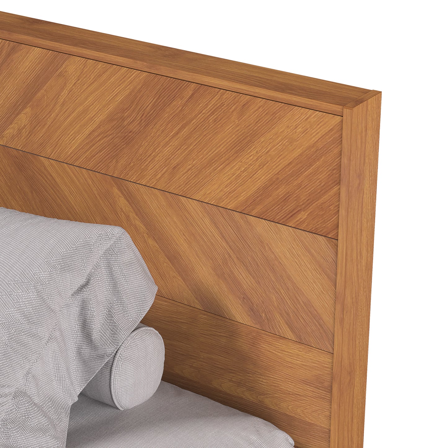Galano King Weiss Clara Bed with Headboard – Amber Walnut