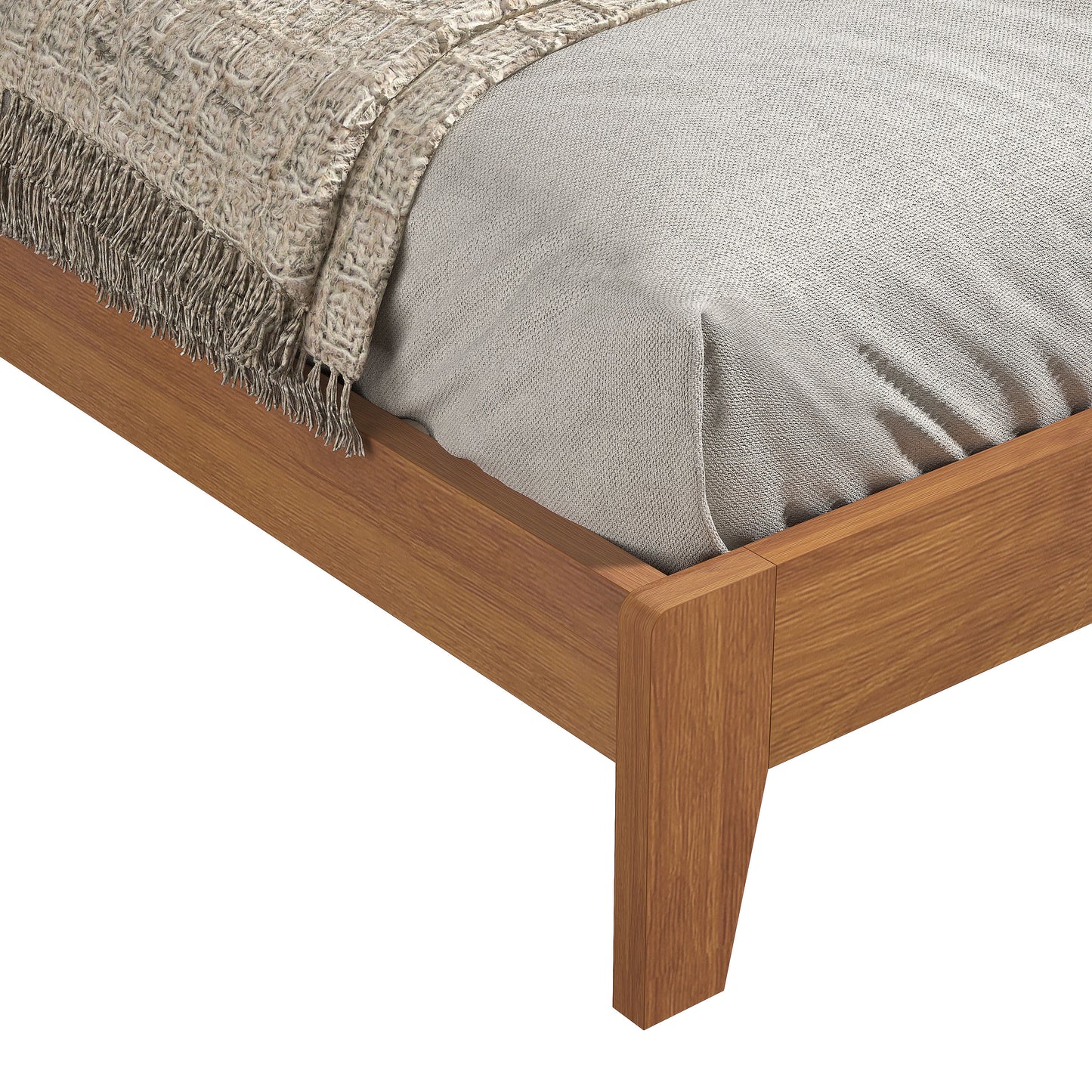 Galano King Weiss Clara Bed with Headboard – Amber Walnut