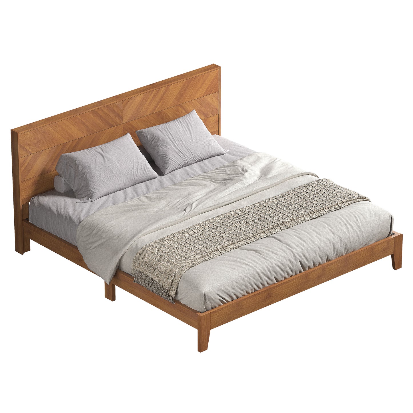 Galano King Weiss Clara Bed with Headboard – Amber Walnut