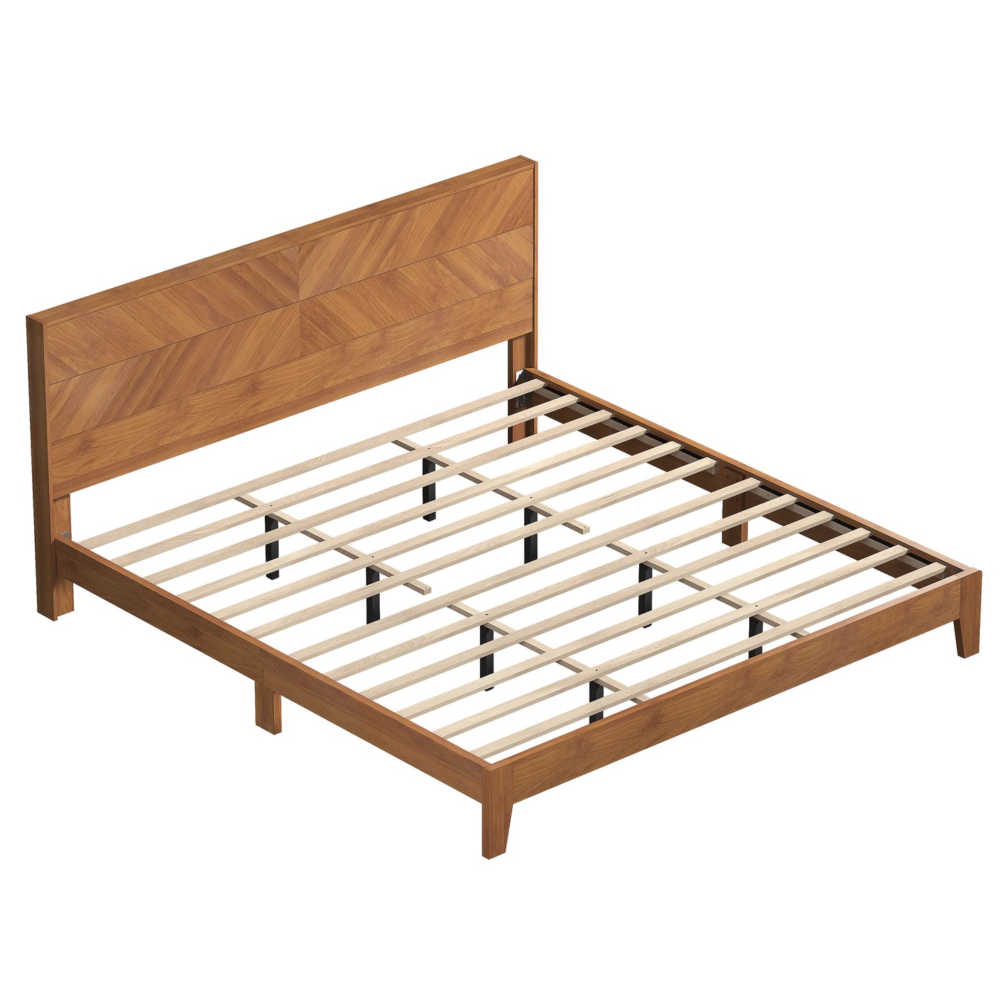 Galano King Weiss Clara Bed with Headboard – Amber Walnut