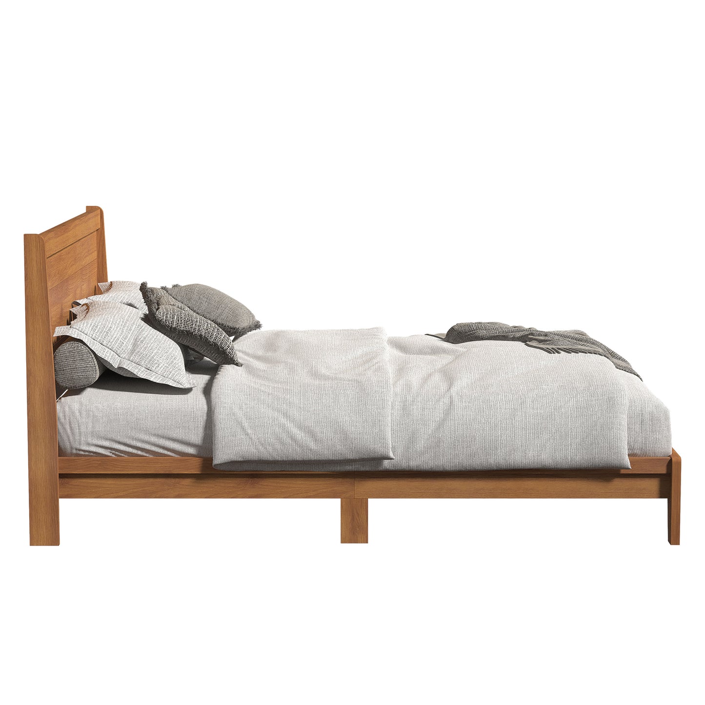 Galano Queen Abby Serene Bed with Headboard – Amber Walnut