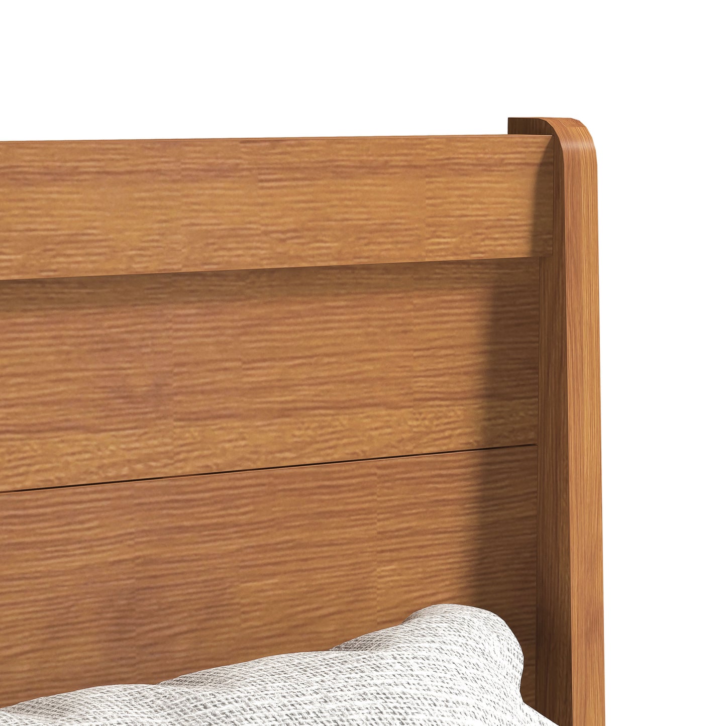 Galano Queen Abby Serene Bed with Headboard – Amber Walnut