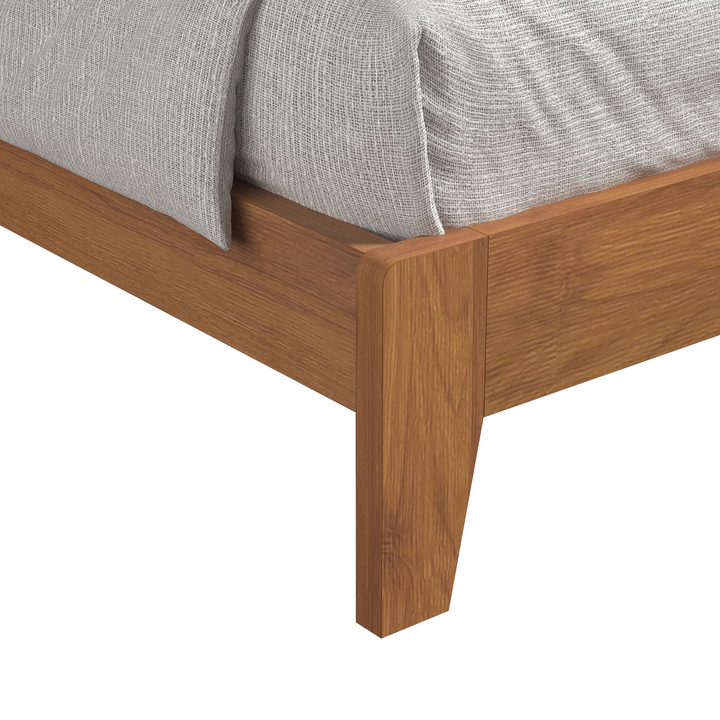 Galano Queen Abby Serene Bed with Headboard – Amber Walnut