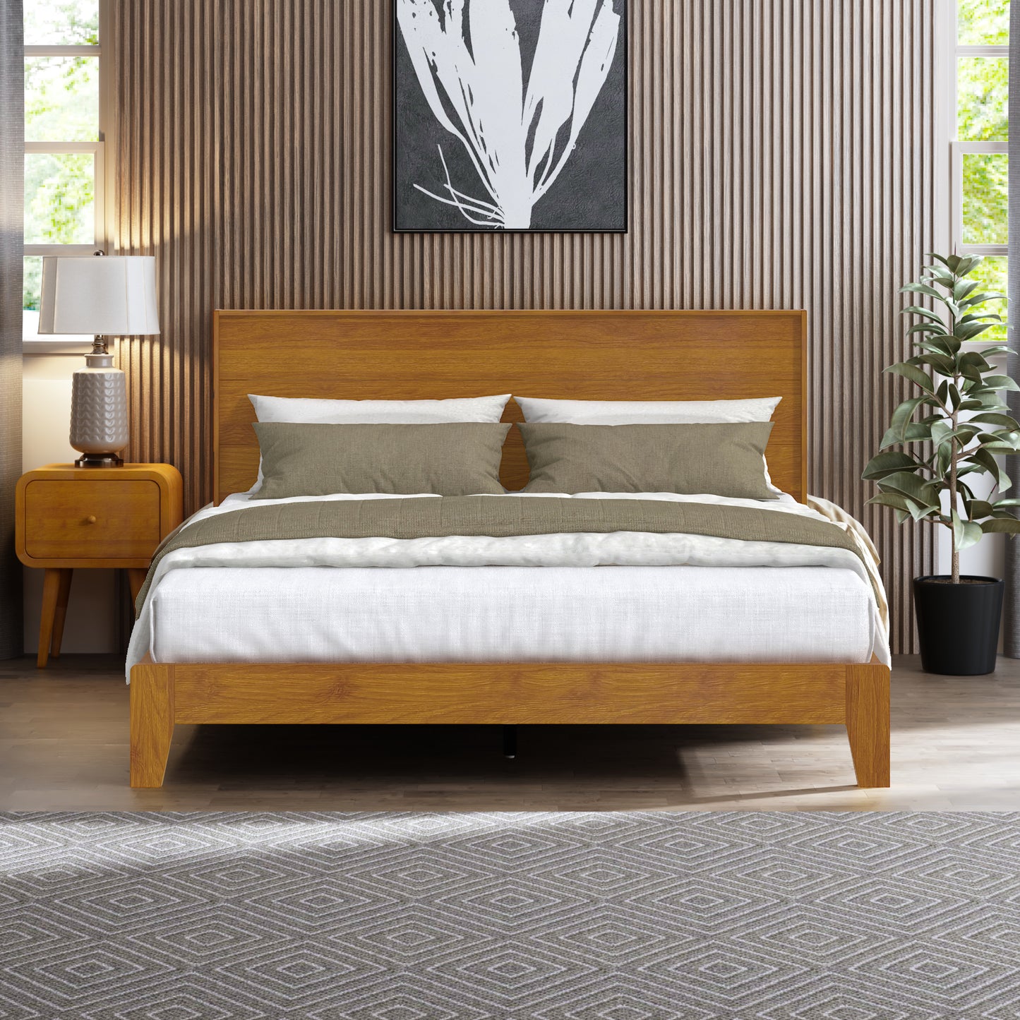 Galano Queen Payne Luxe Bed with Headboard – Gray