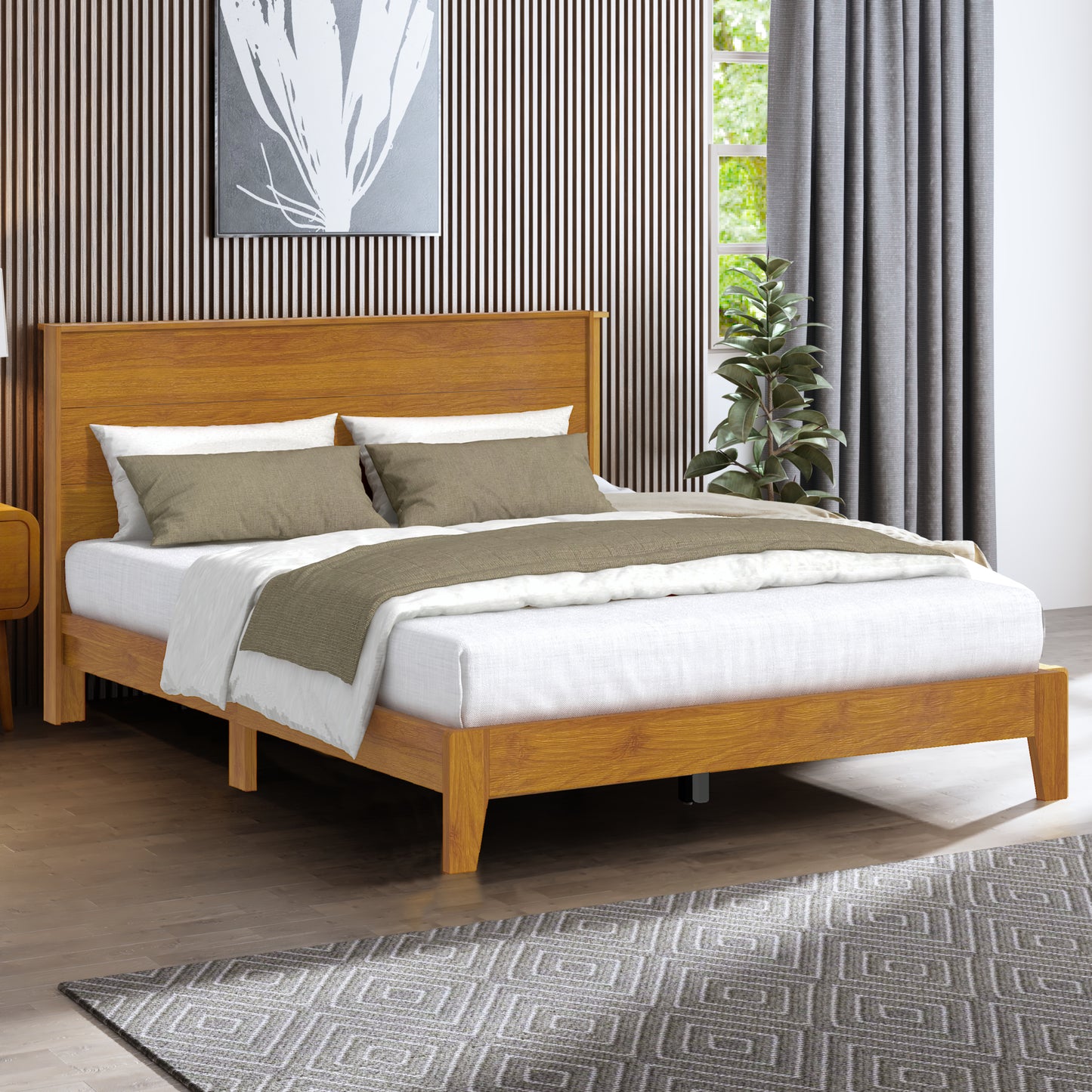 Galano Queen Payne Luxe Bed with Headboard – Gray