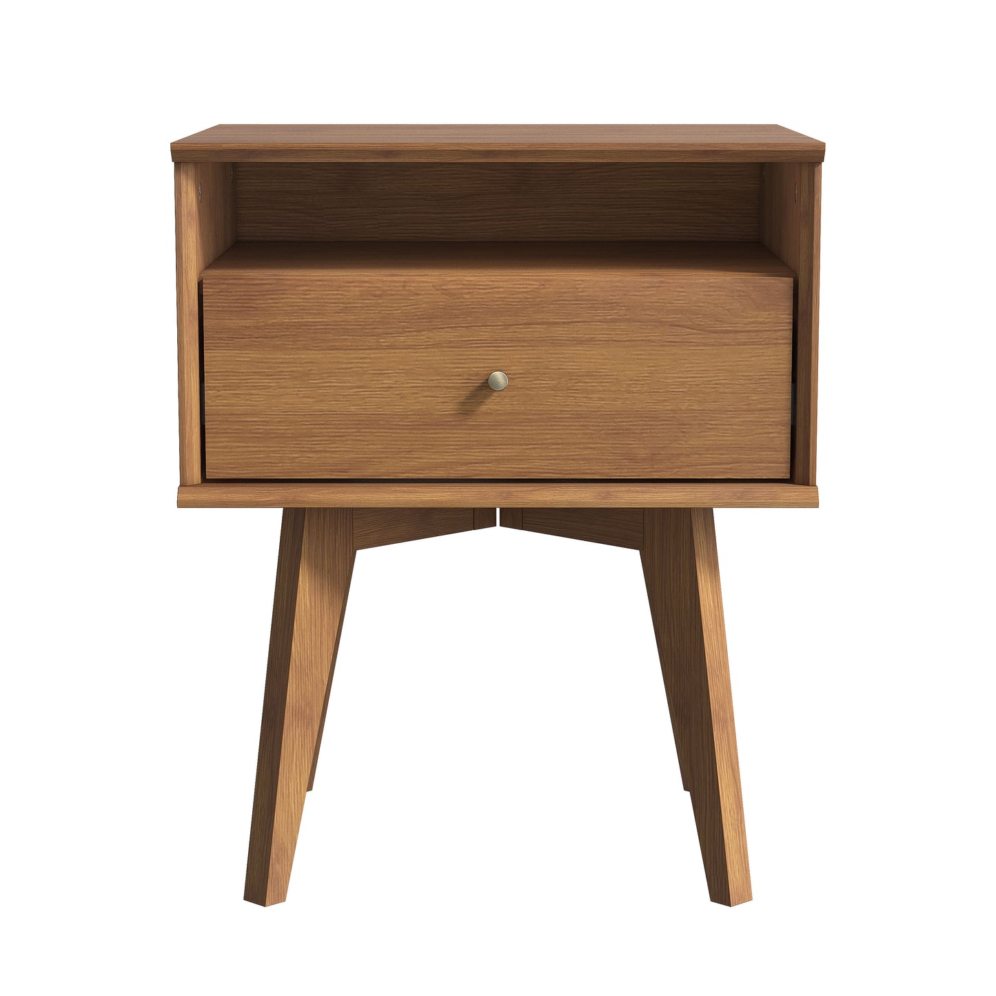 Galano Abby Serene 1-Drawer Nightstand with Storage, Set of 2 - Amber Walnut