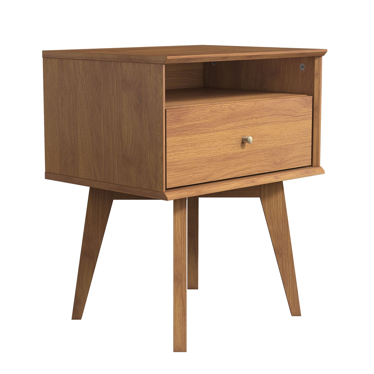 Galano Abby Serene 1-Drawer Nightstand with Storage, Set of 2 - Amber Walnut