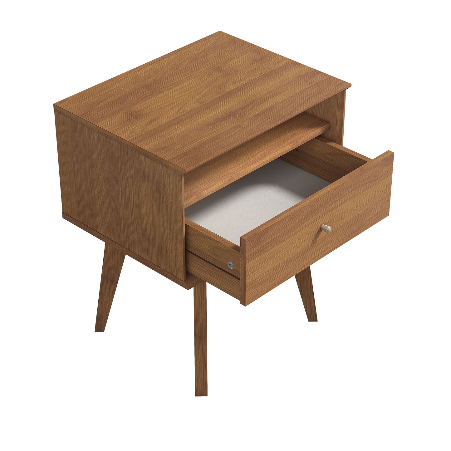 Galano Abby Serene 1-Drawer Nightstand with Storage, Set of 2 - Amber Walnut