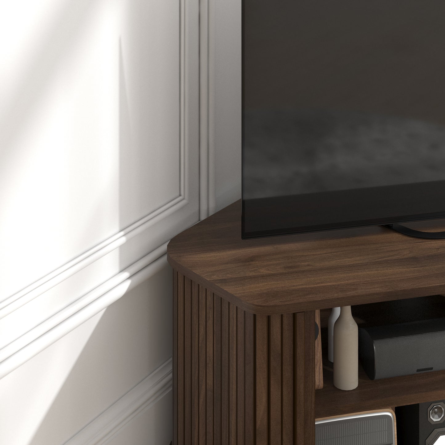 Galano Corner TV Stand with Fluted Doors 43.3" W × 20.0" D × 14.8" H