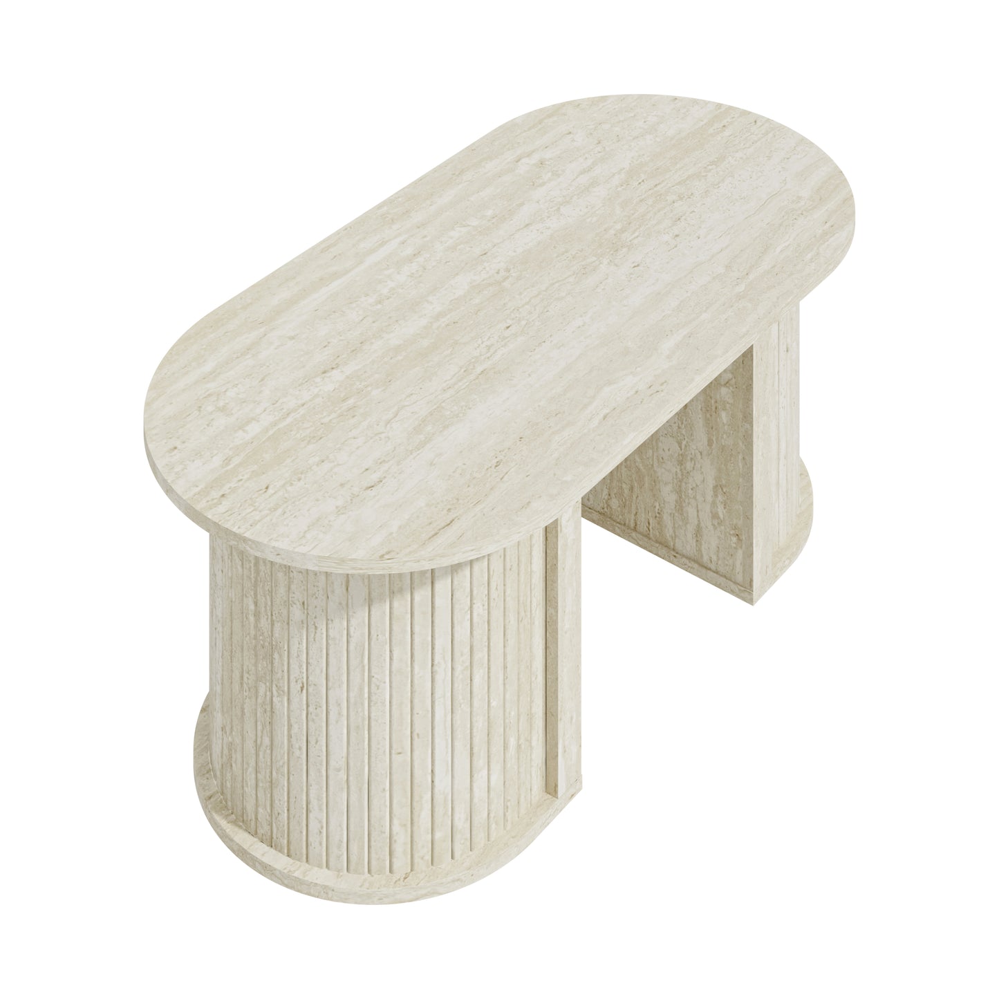 Galano Fluted Oblong Coffee Table with Semi-Round Base 39.2" W × 19.5" D × 14.9" H