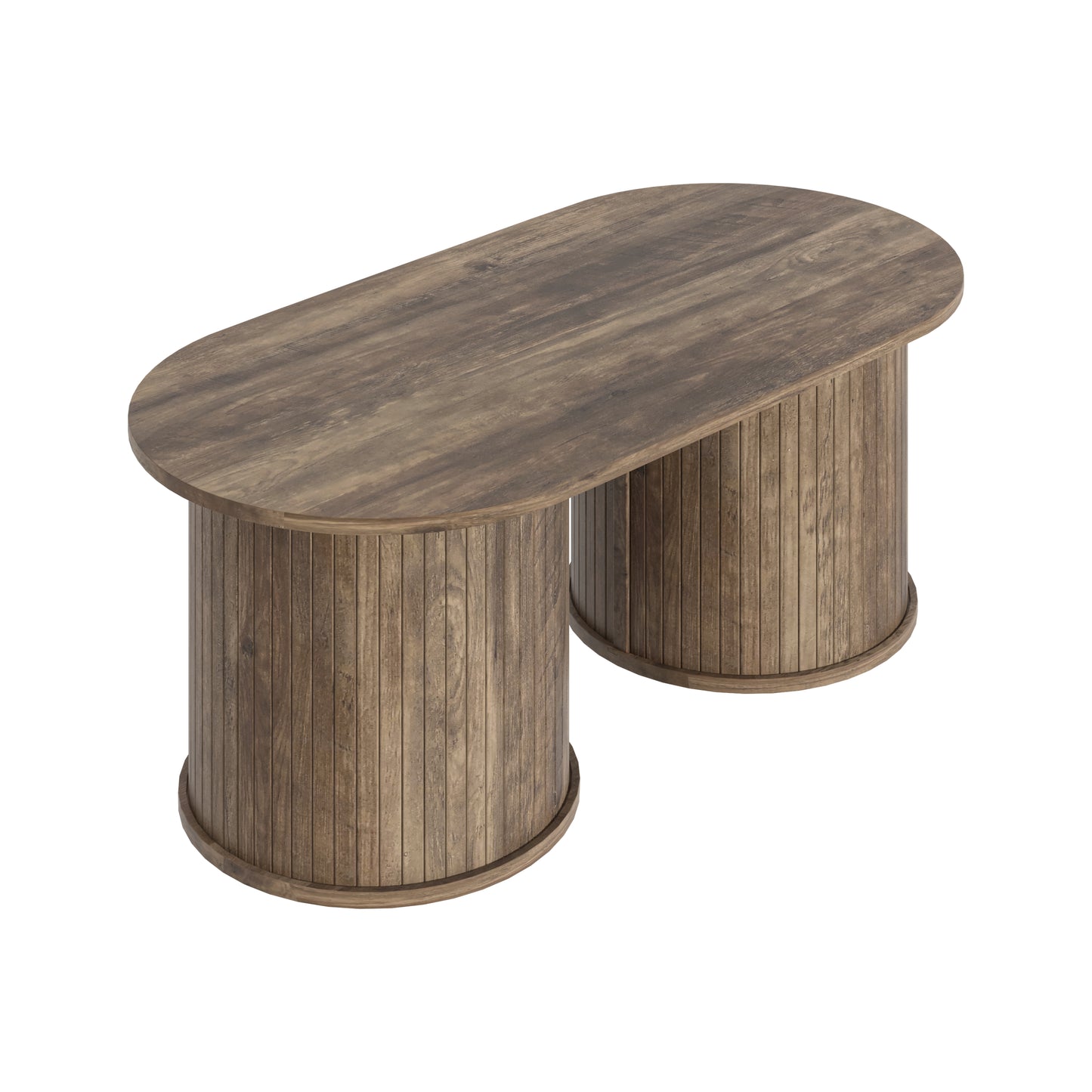 Galano Fluted Oblong Coffee Table with Round Base 39.2" W × 19.5" D × 14.9" H