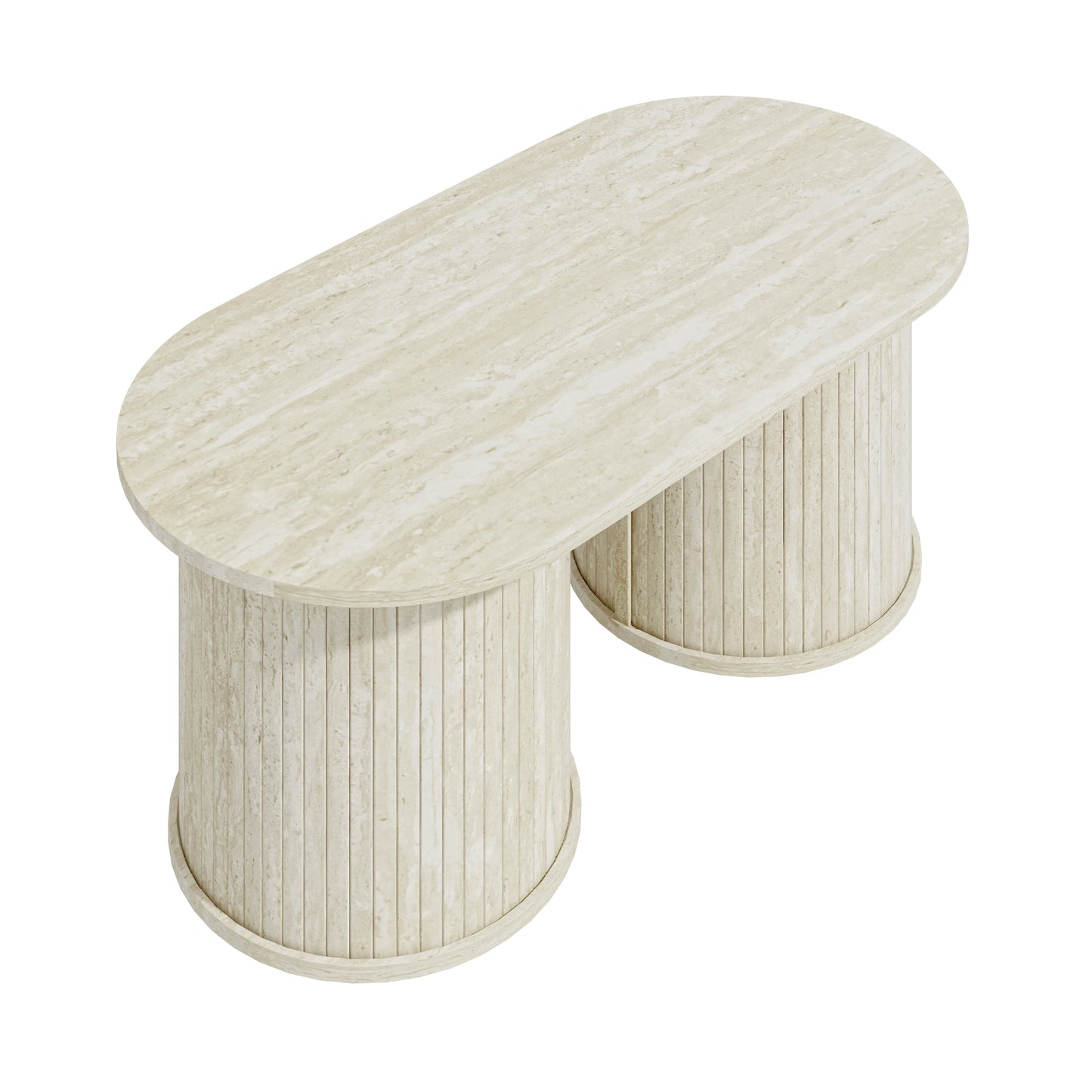 Galano Fluted Oblong Coffee Table with Round Base 39.2" W × 19.5" D × 14.9" H