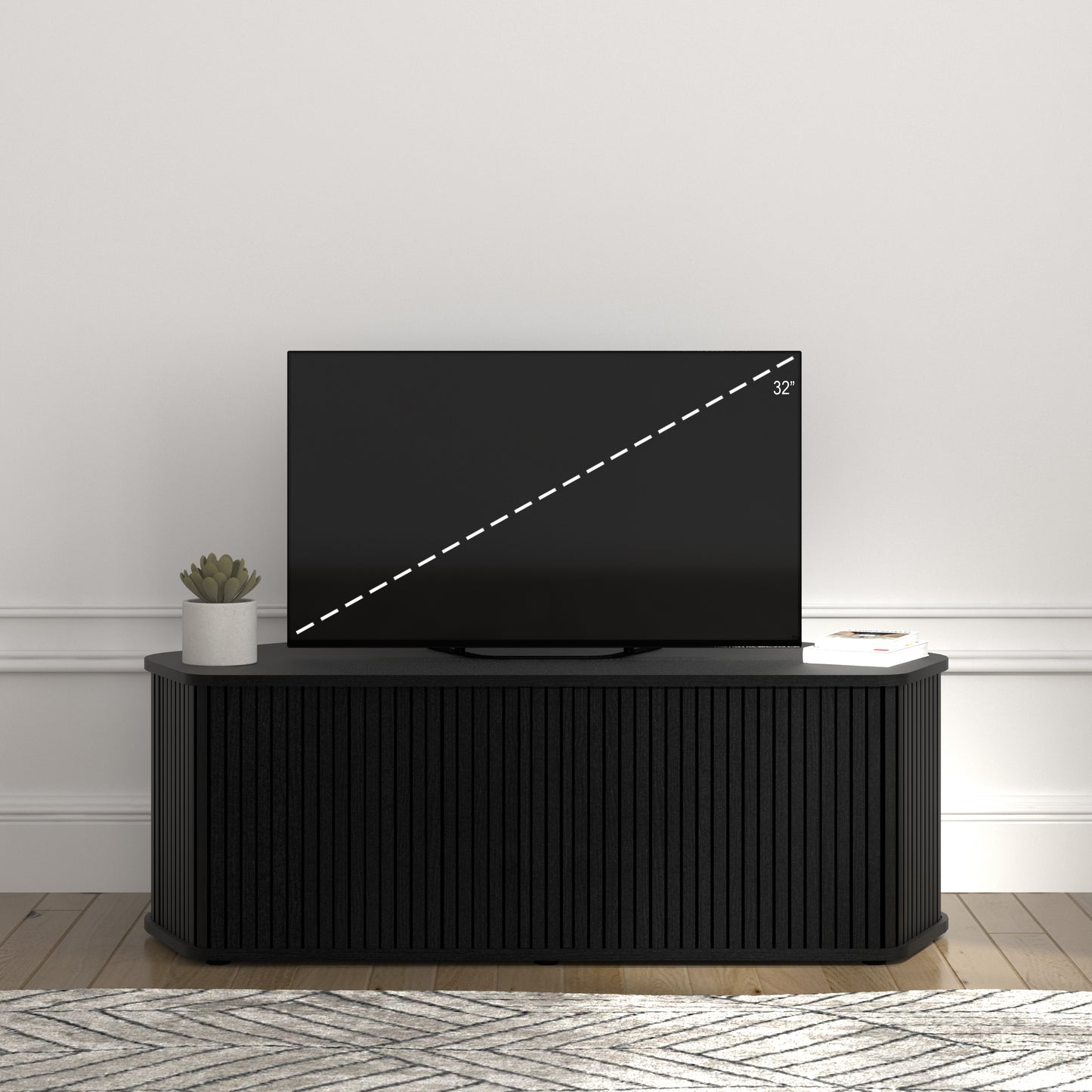 Galano Corner TV Stand with Fluted Doors 43.3" W × 20.0" D × 14.8" H